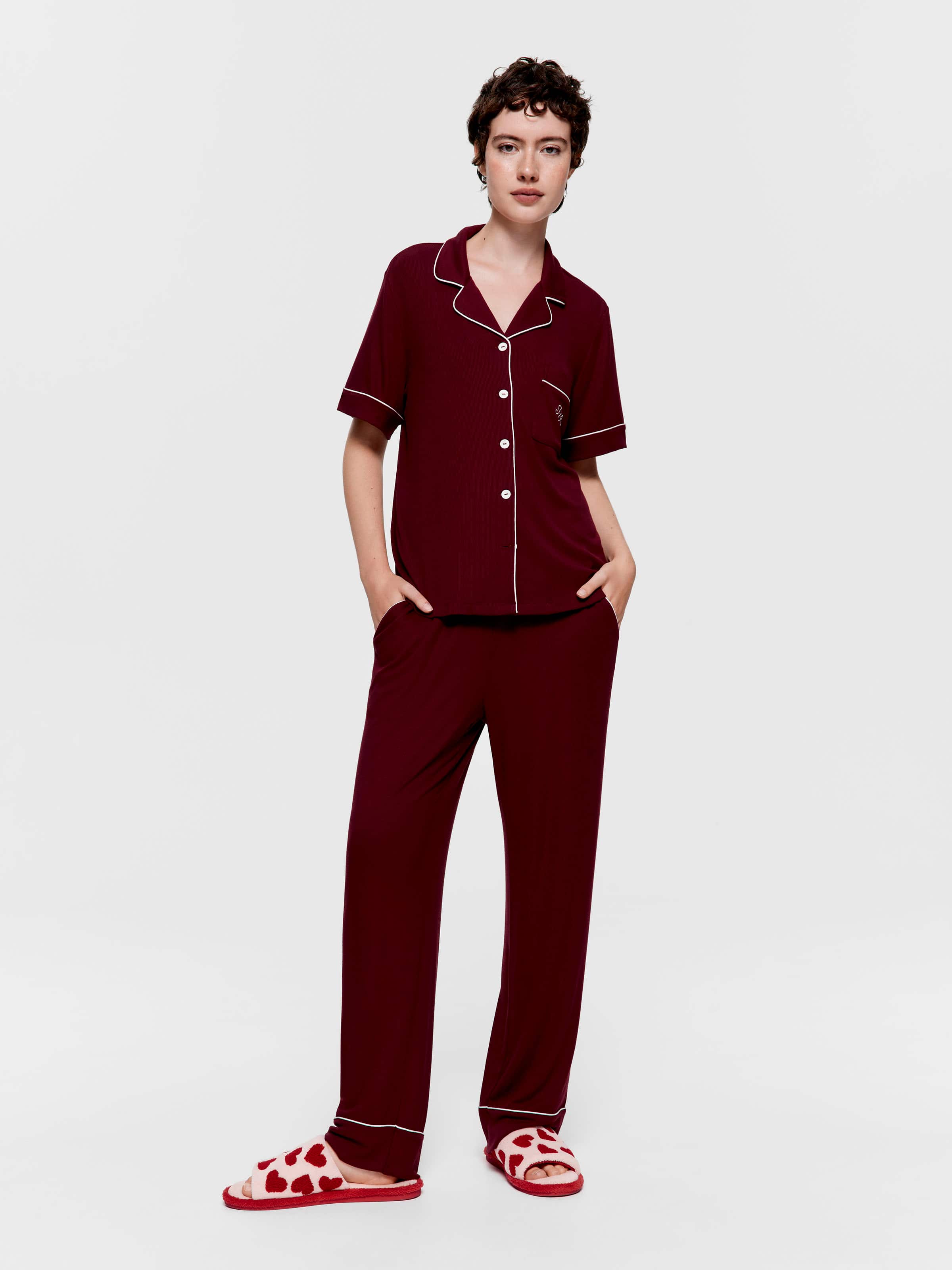 Auburn Bamboo Rib Straight Leg Pj Pant