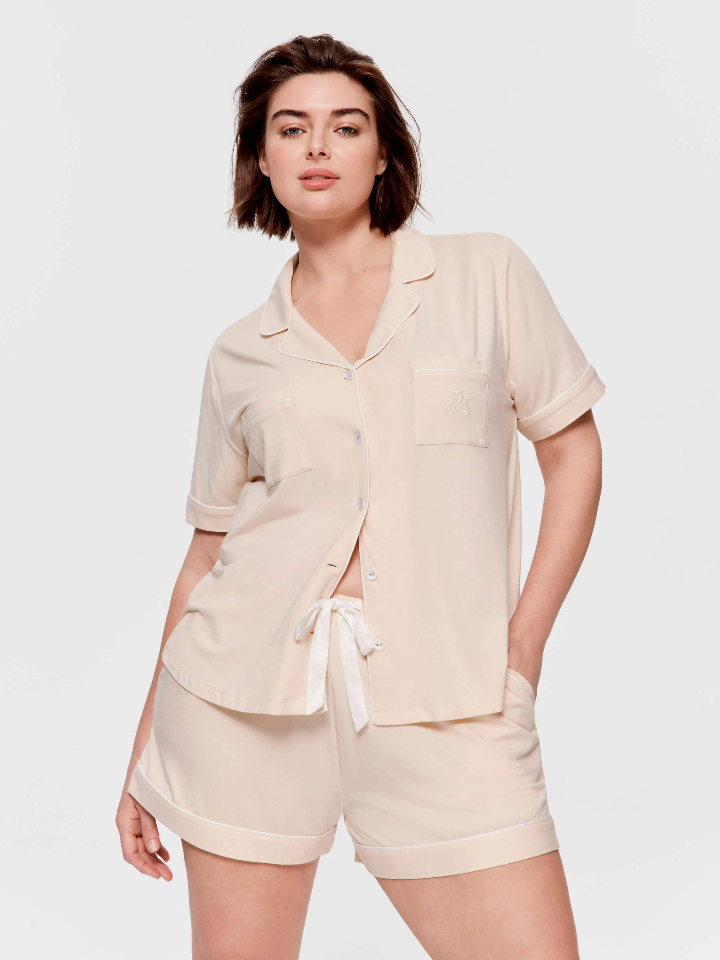 P.A. Plus Vanilla Bamboo Jersey Shortie Pj Set
