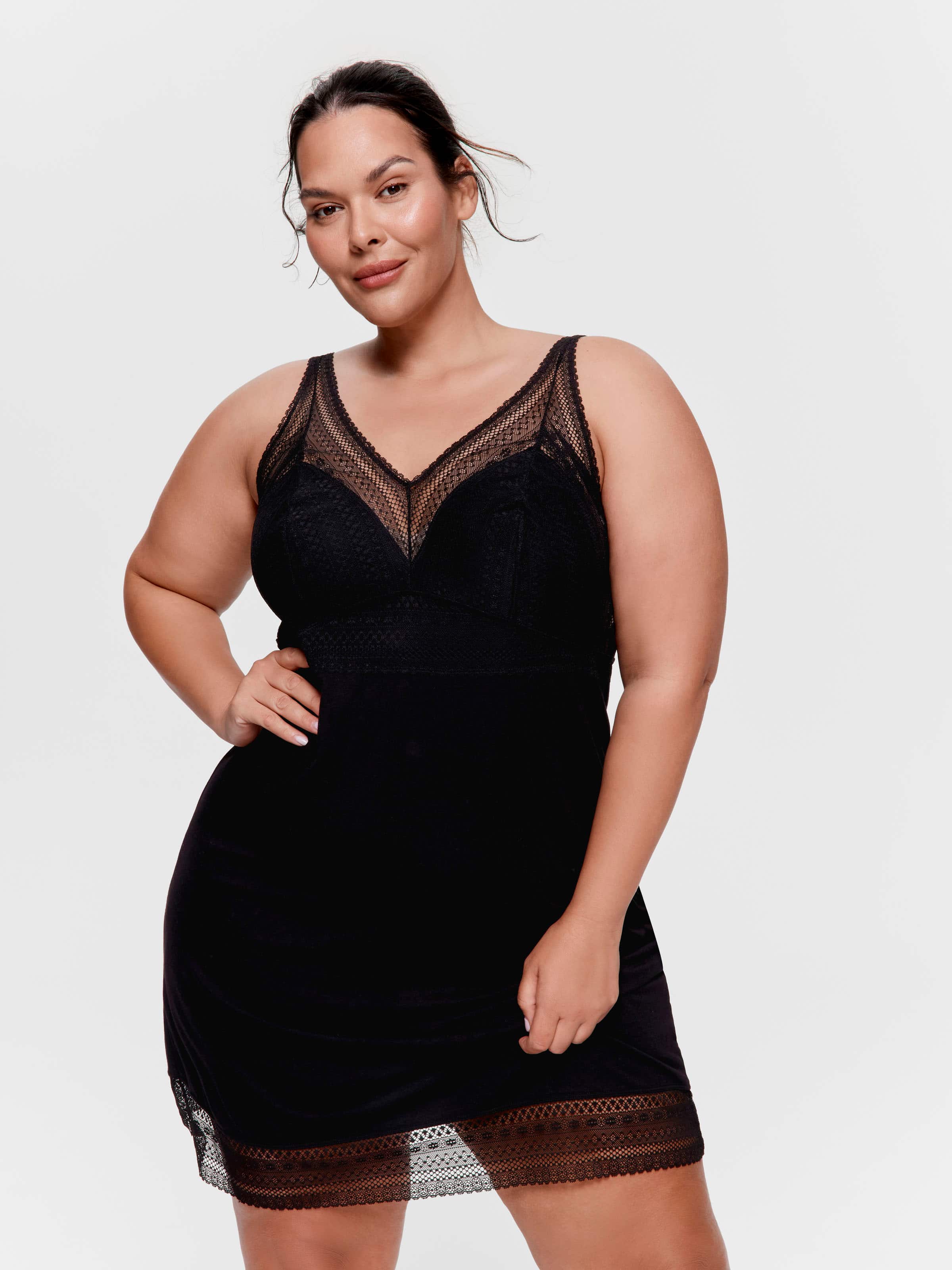 P.A. Plus Black Lace Trim Bamboo Knit Nightie