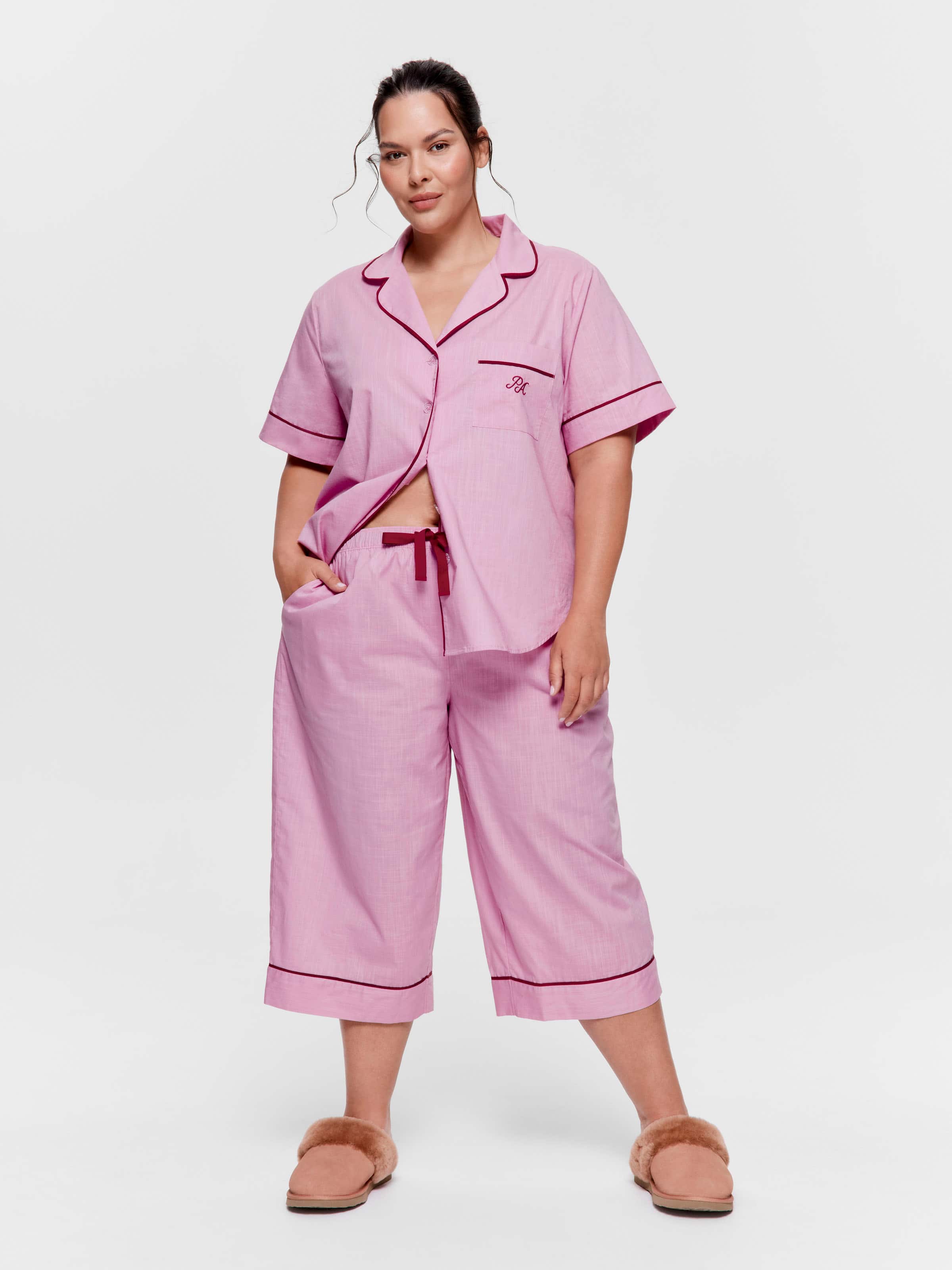 P.A. Plus Pink 100% Cotton 3/4 Pj Pant