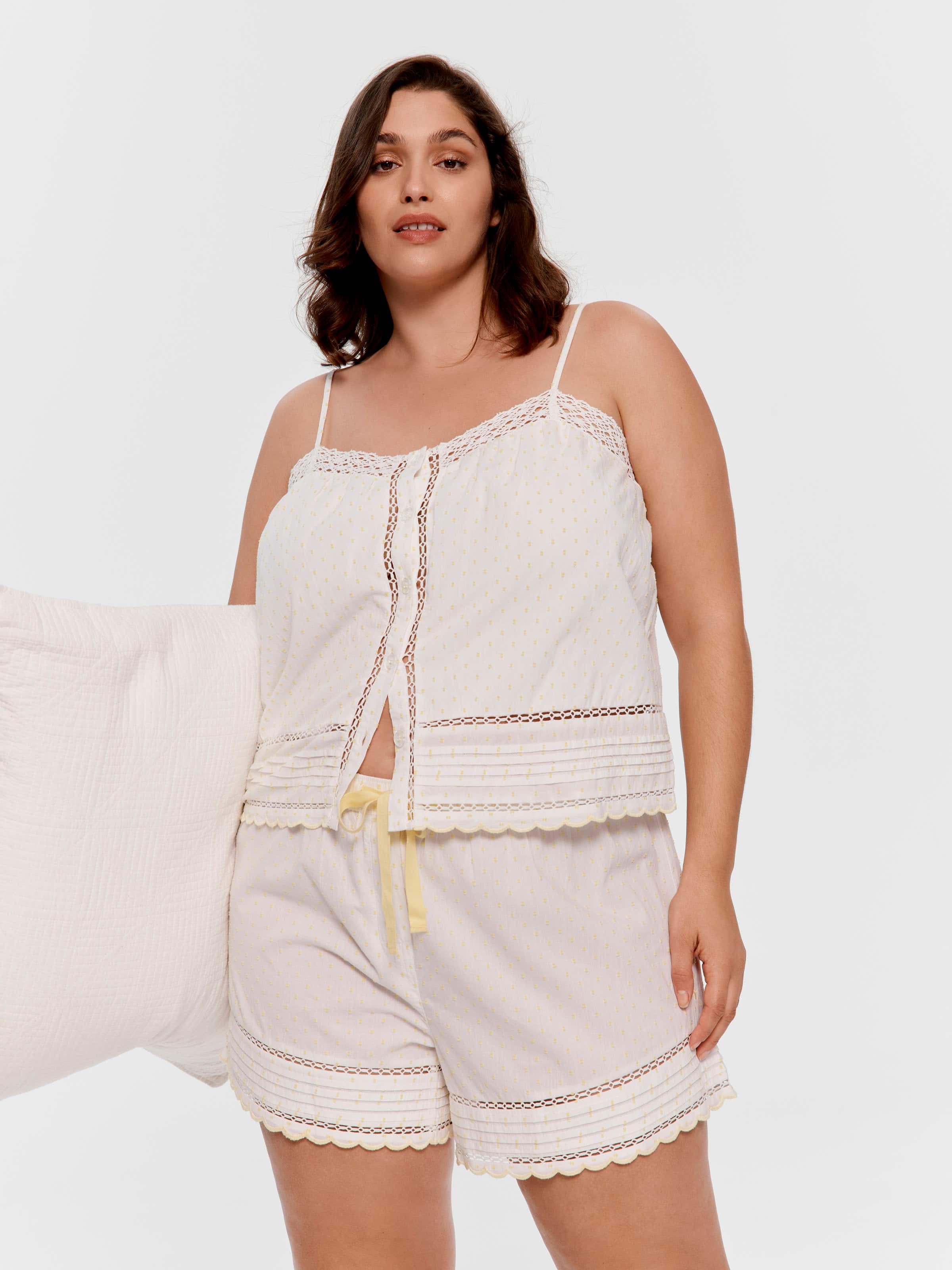 P.A. Plus Lemon 100% Cotton Dobby Cami Pj Set