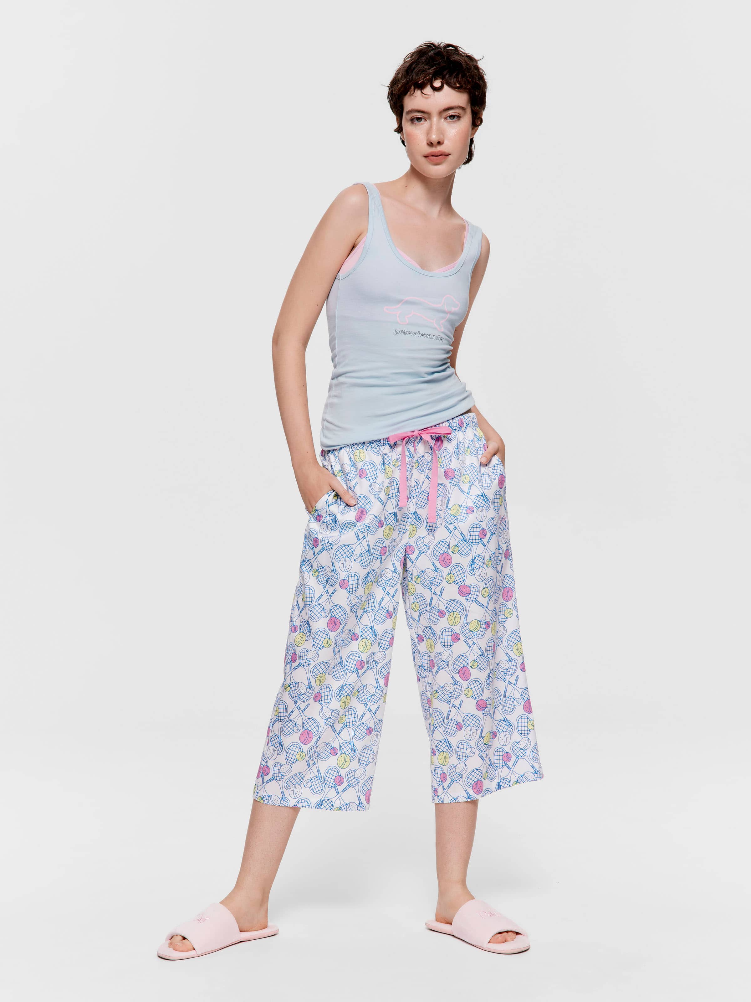Tennis Racquet 100% Cotton 3/4 Pj Pant