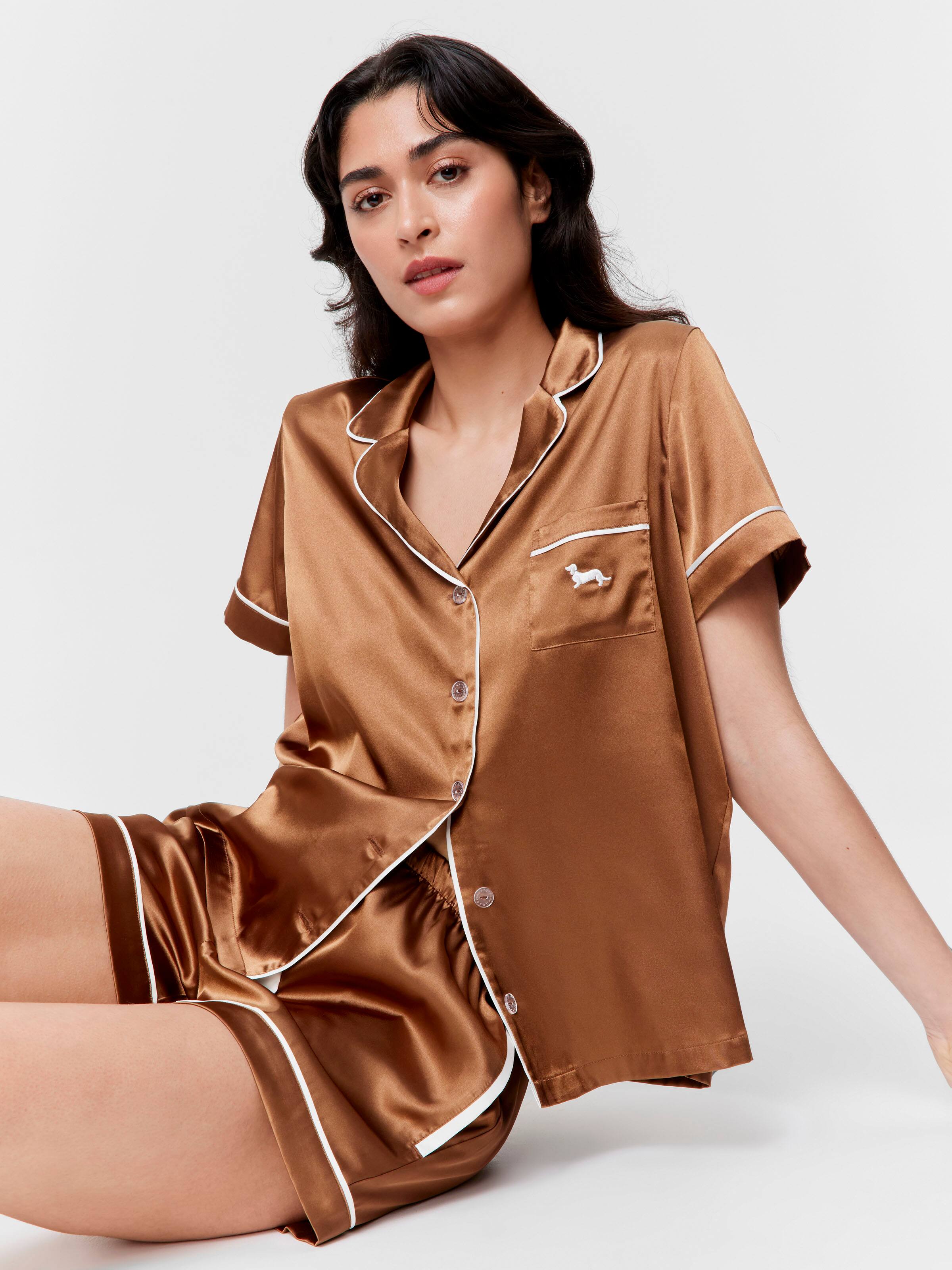 Ginger Chic Satin Shortie Pj Set