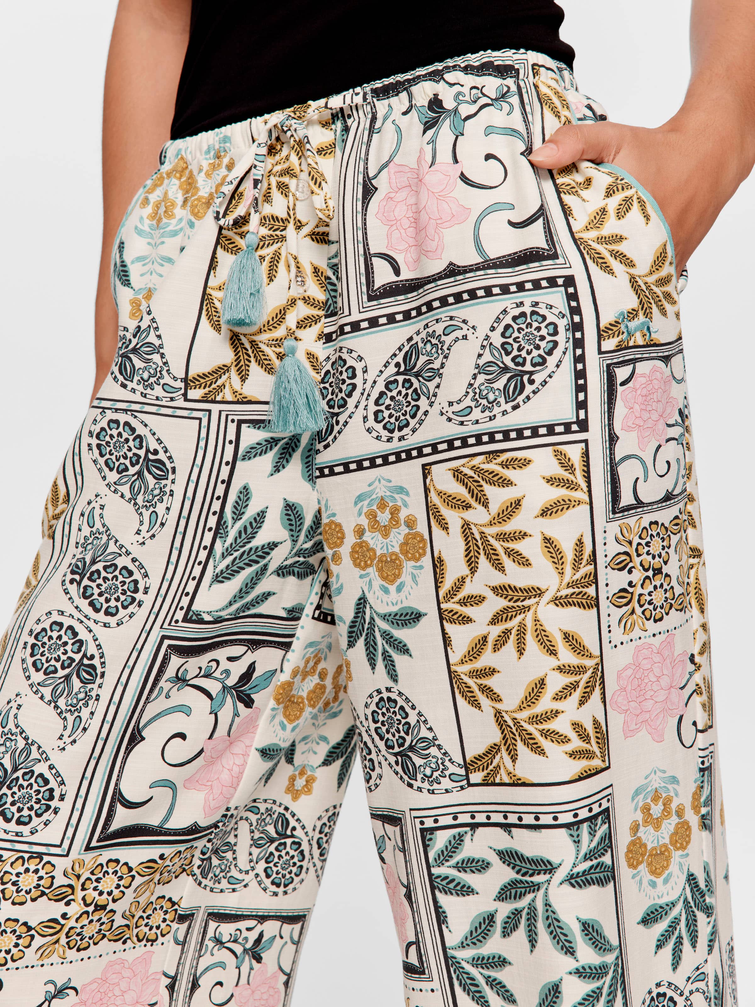 Boho Floral Wide Leg Tassel Pj Pant