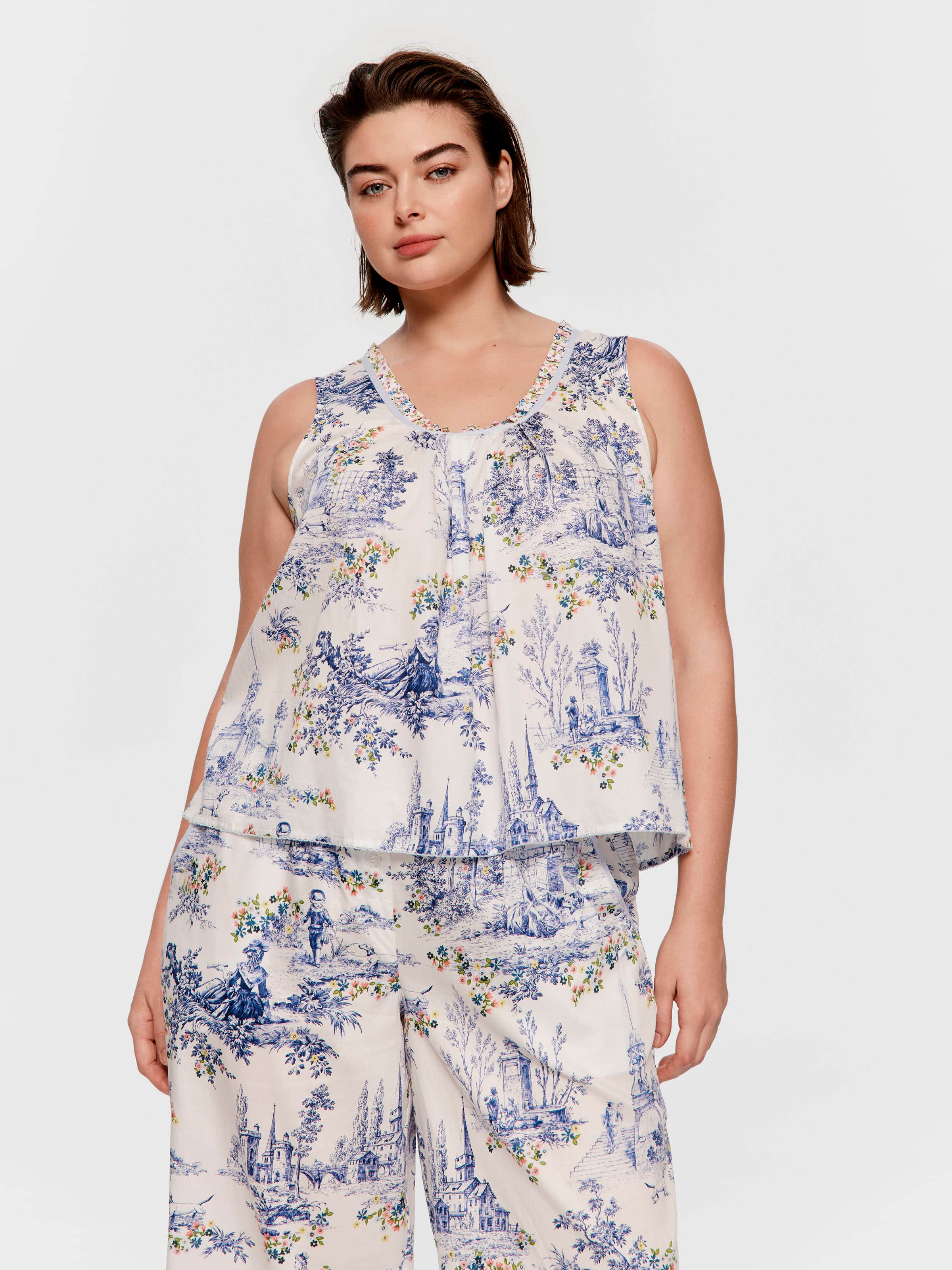 P.A. Plus Blue Toile 100% Cotton Cami