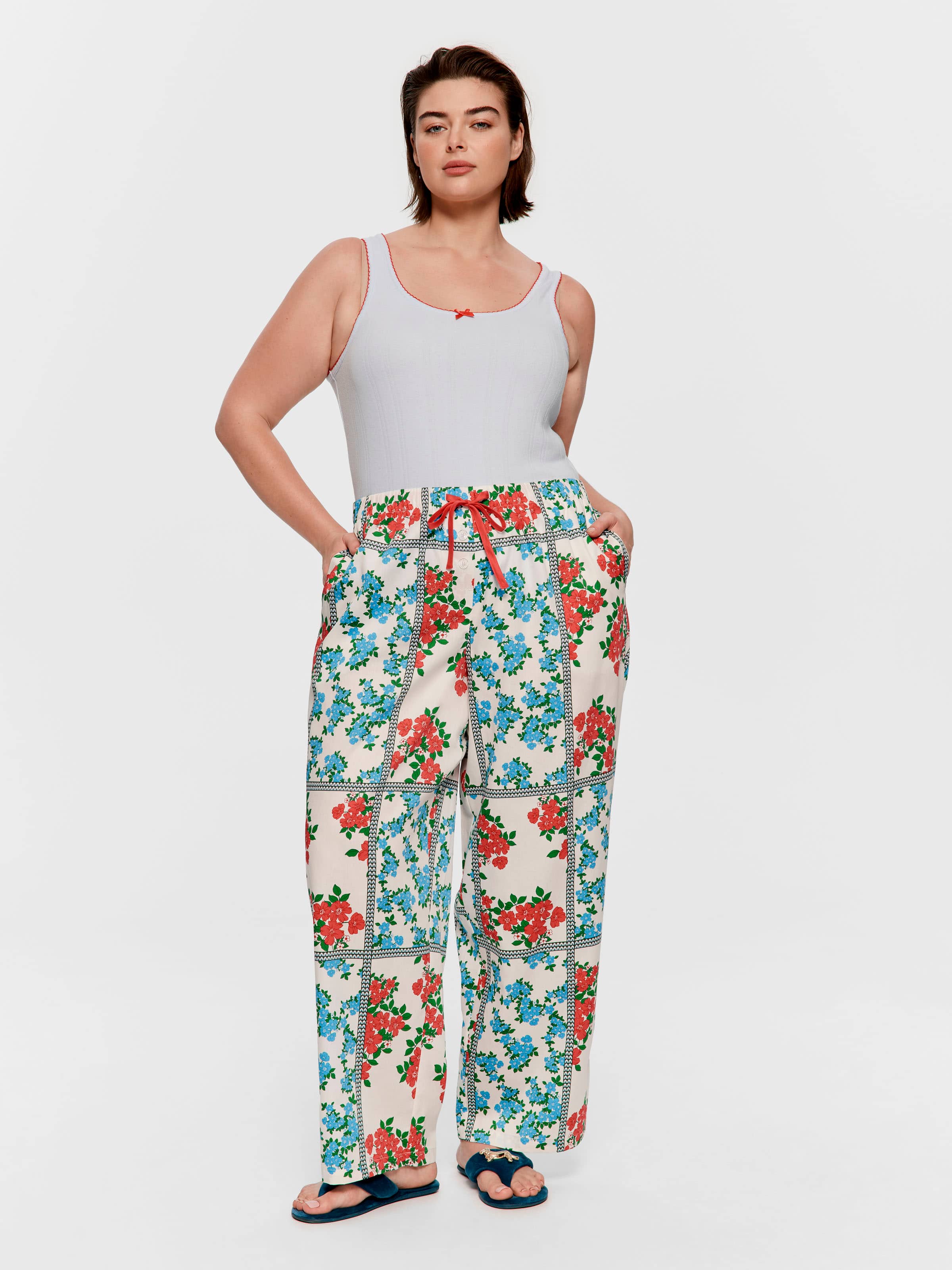 P.A. Plus Garden Floral Tile 100% Cotton Classic Pj Pant