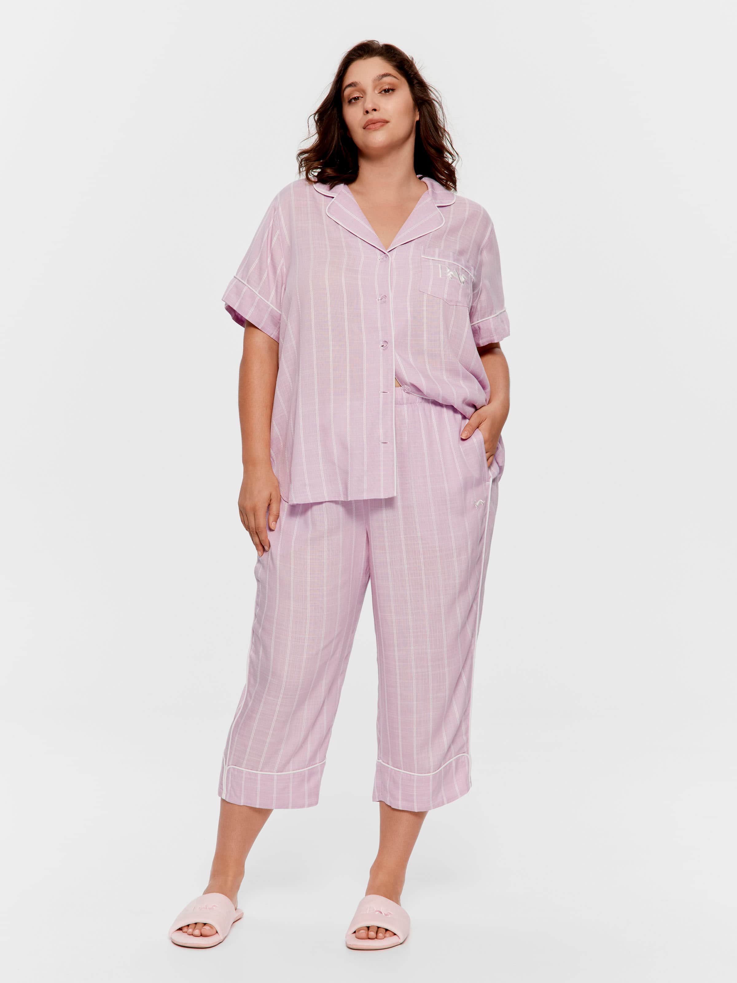 P.A. Plus Lavender Textured Viscose 3/4 Pj Pant