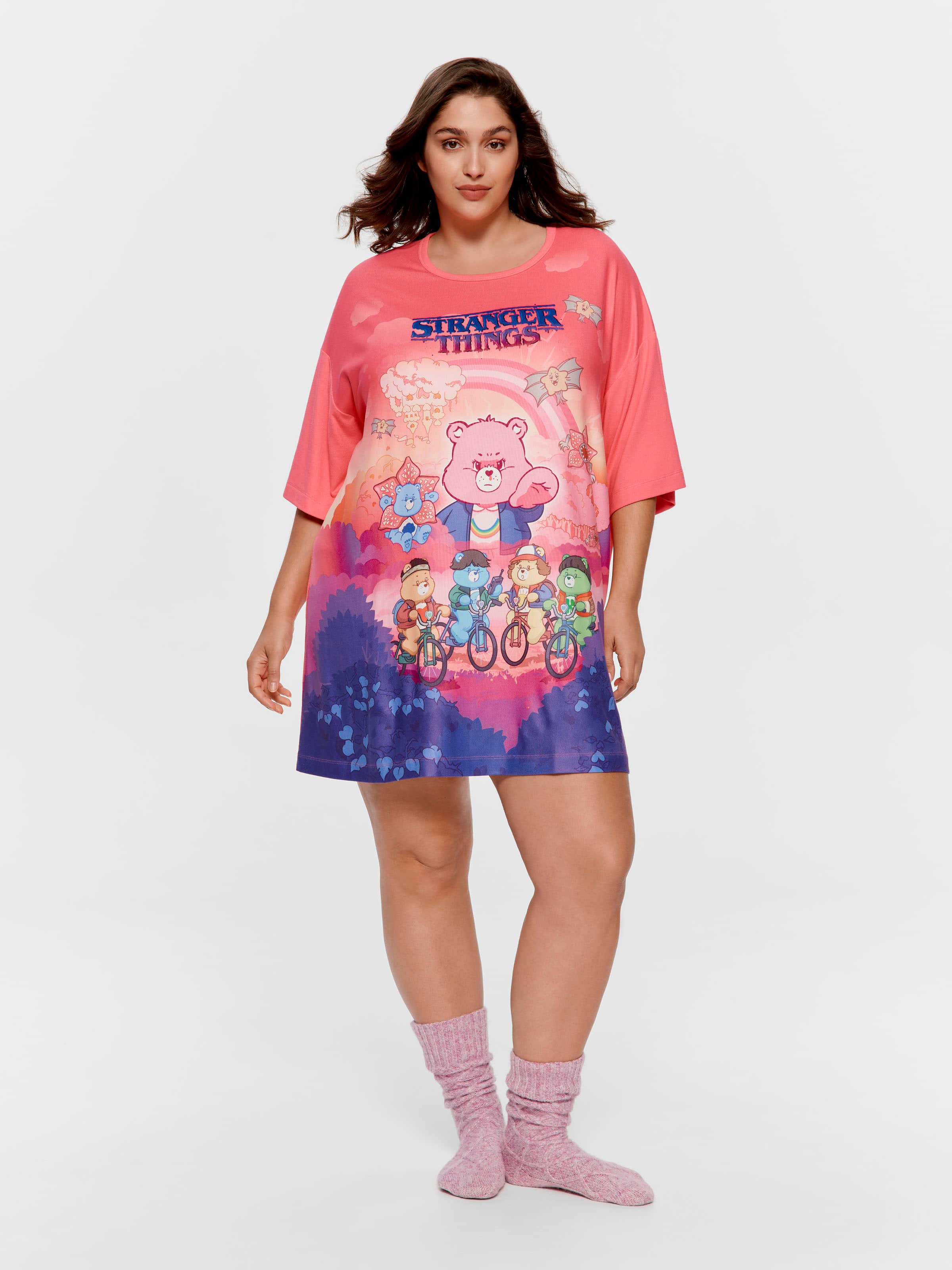 P.A. Plus Stranger Things Care Bears Plush Oversized Sleep Tee