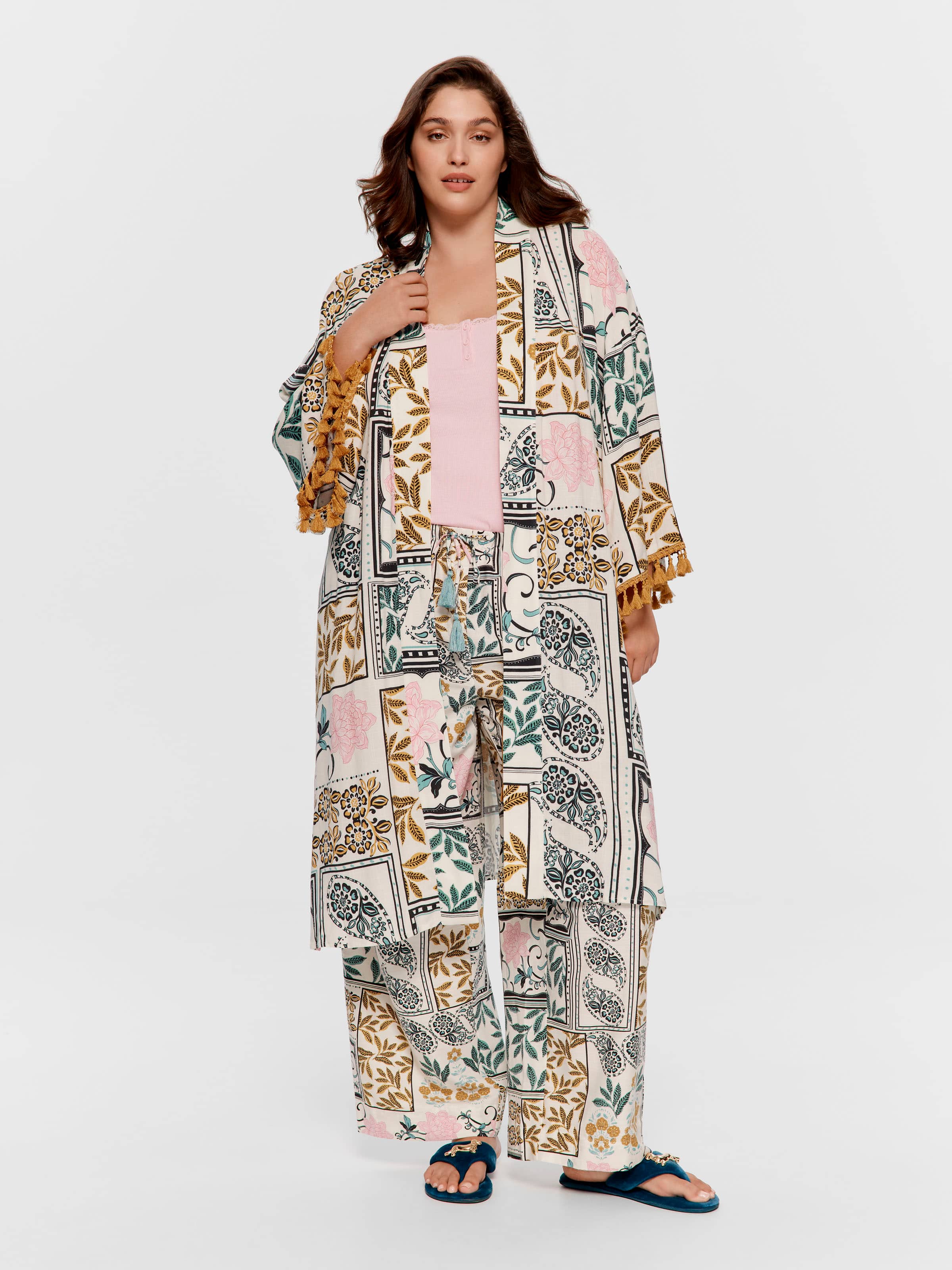 P.A. Plus Boho Floral Tassel Long Fashion Gown