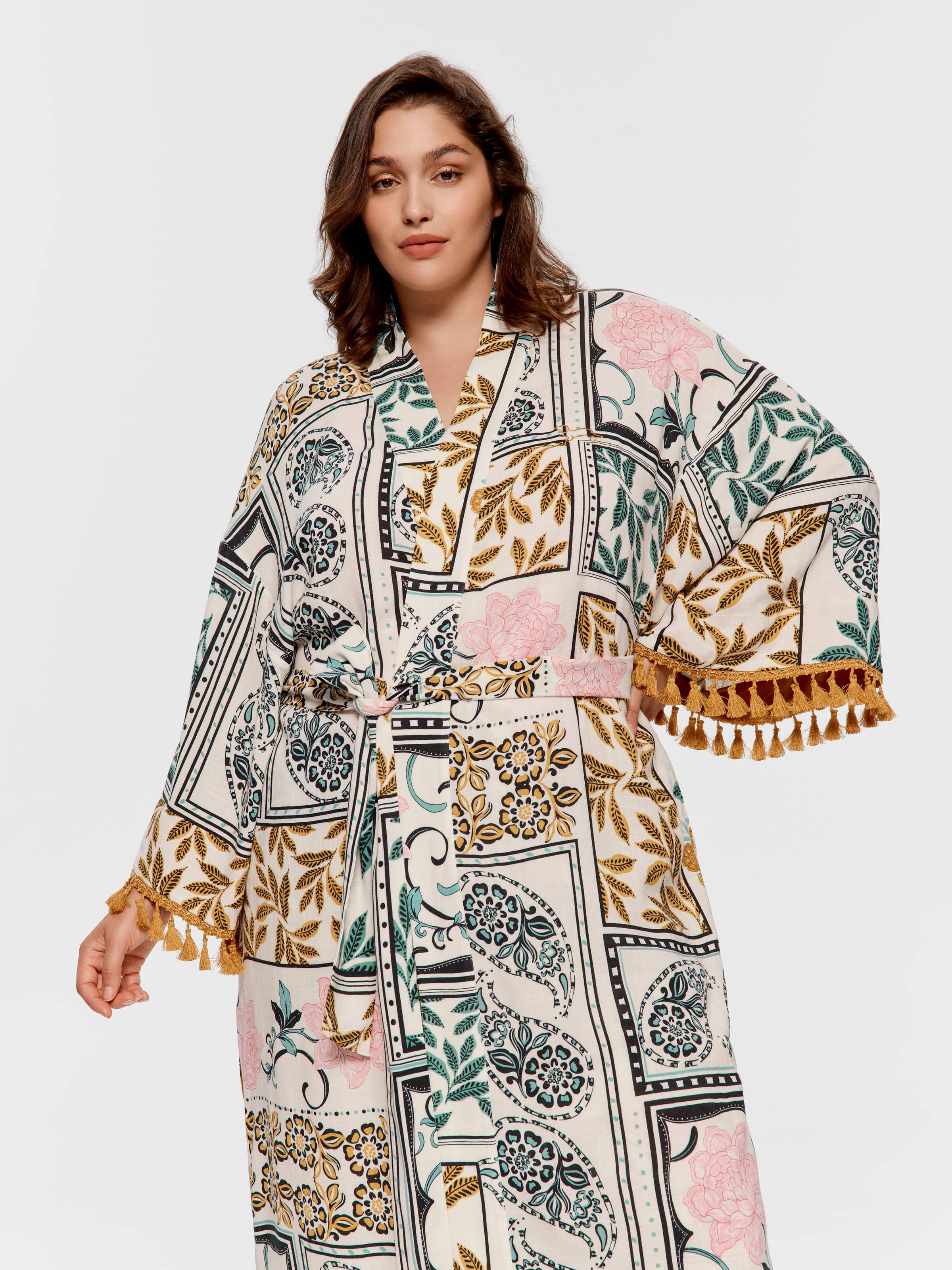 P.A. Plus Boho Floral Tassel Long Fashion Gown