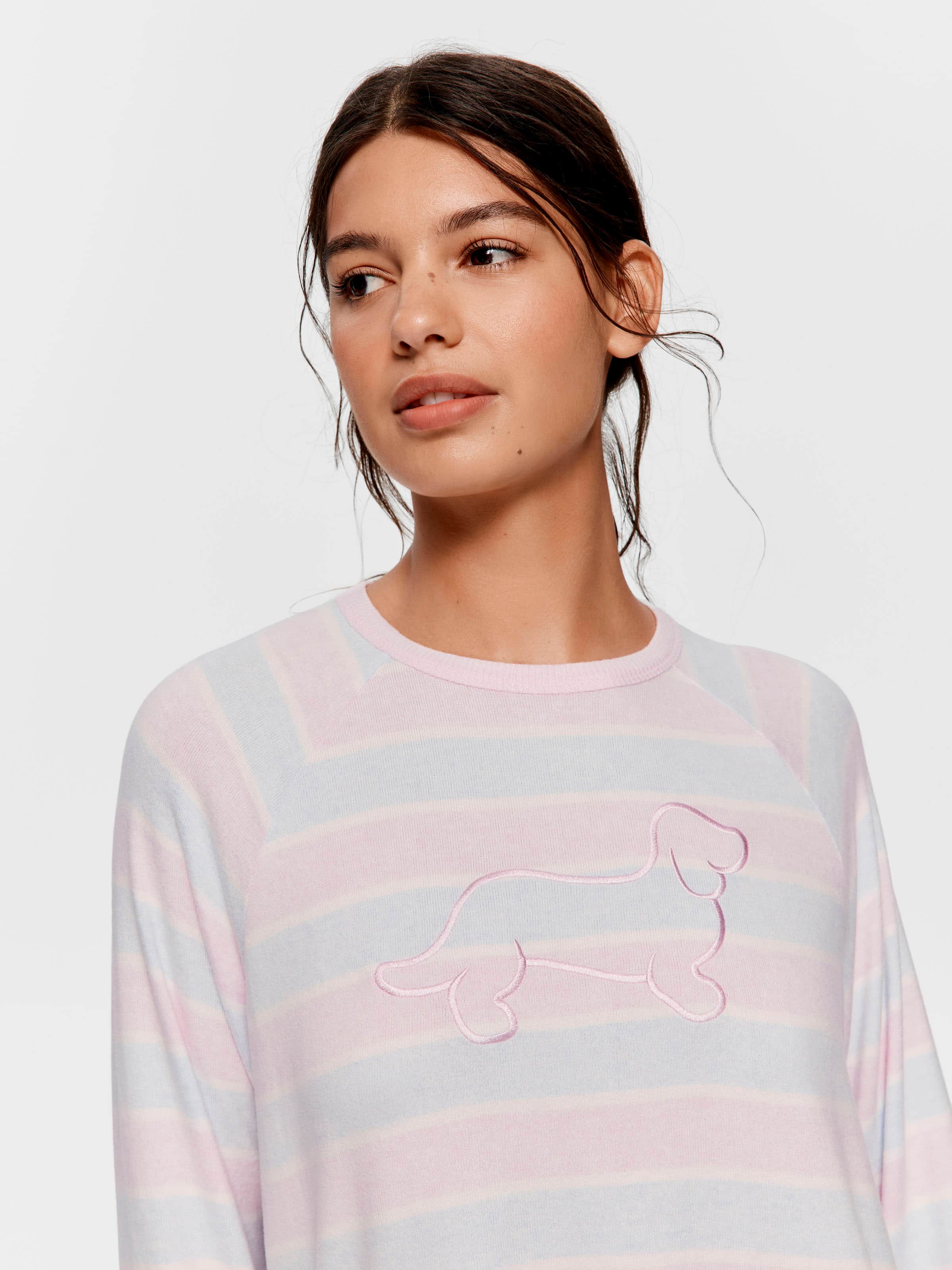 Penny Stripe Fuzzy Oversized Sweater