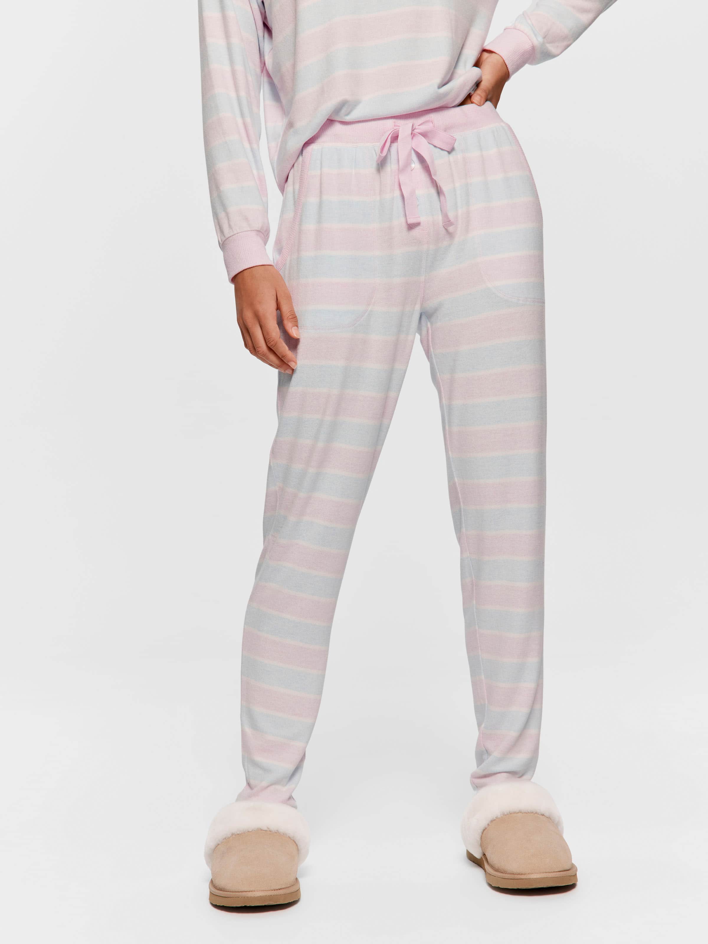 Stripe Fuzzy Tapered Leg Pj Pant