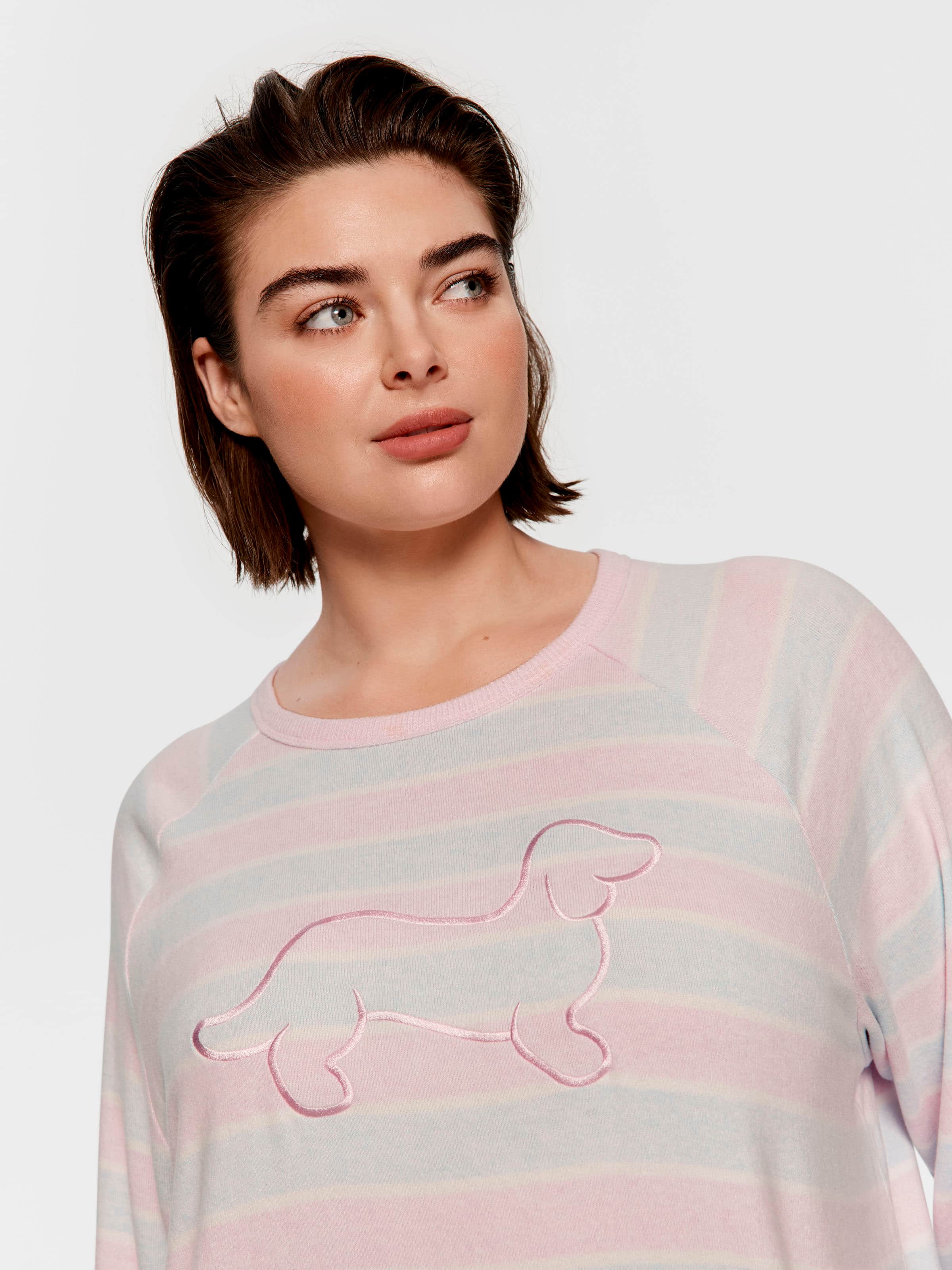 P.A. Plus Penny Stripe Fuzzy Oversized Sweater