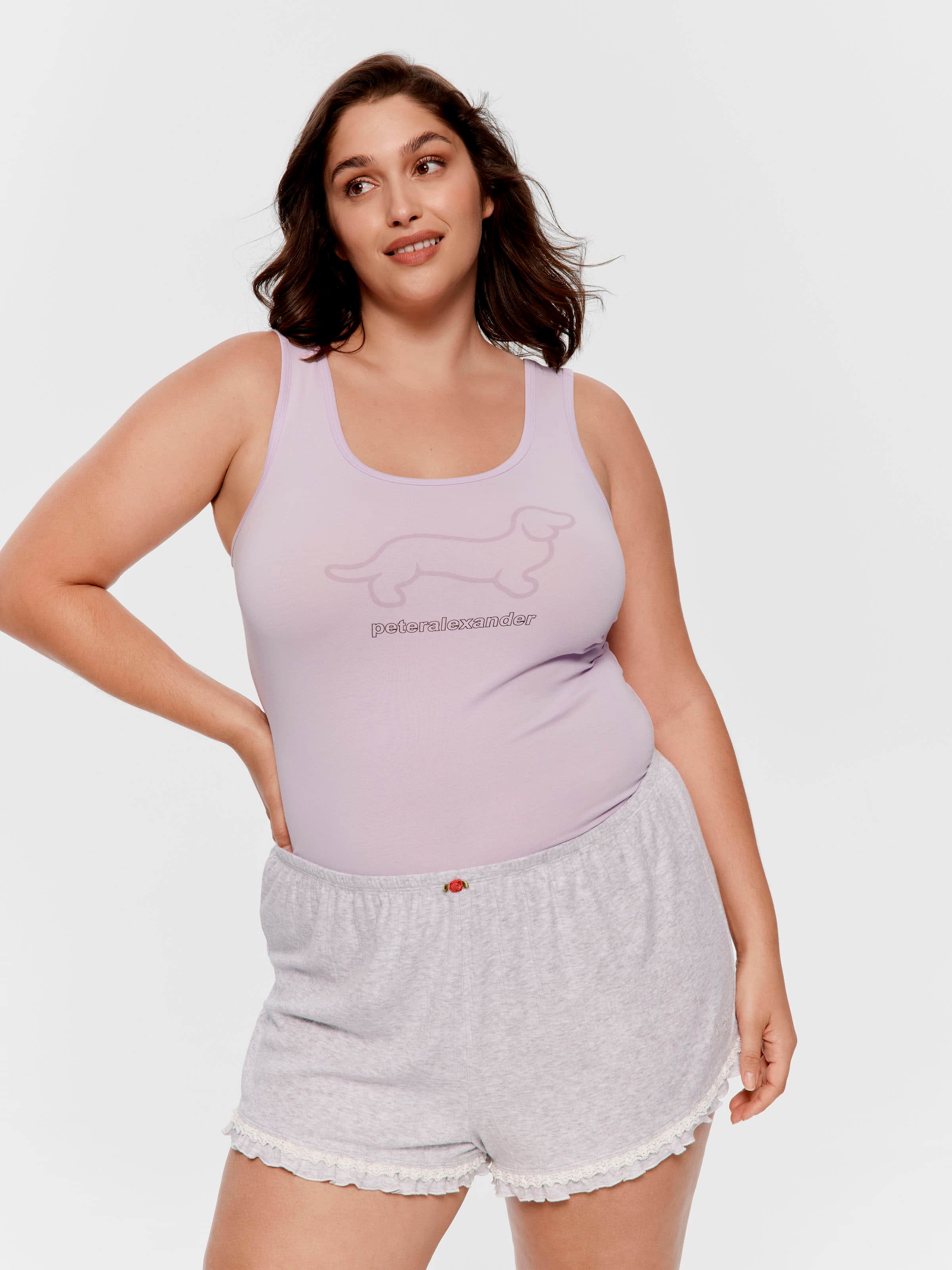 P.A. Plus Grey Pointelle Lace Flutter Mini Short