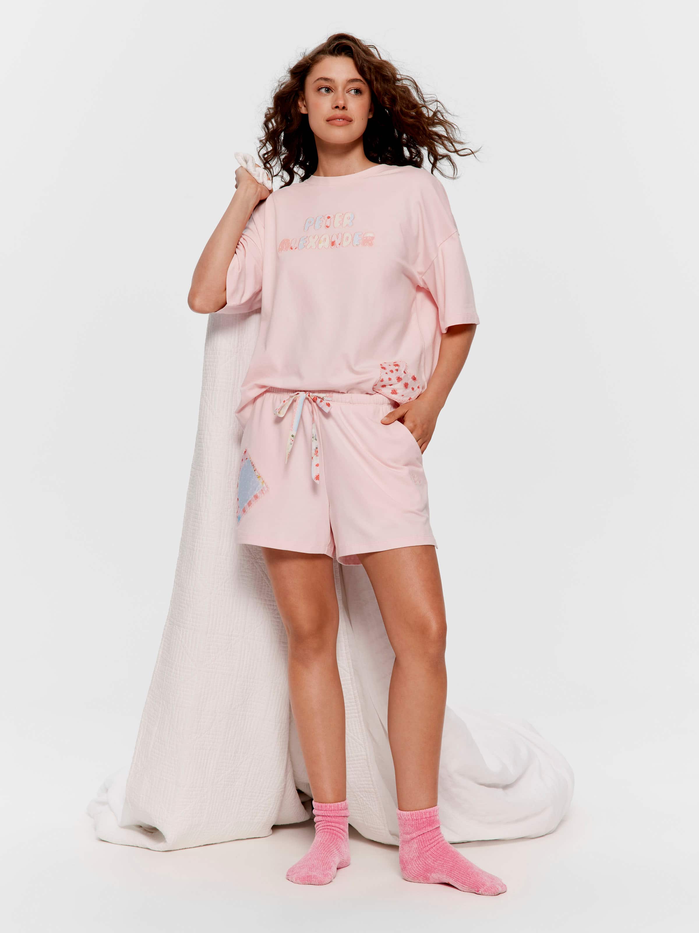 Pink Patchwork Mid Short