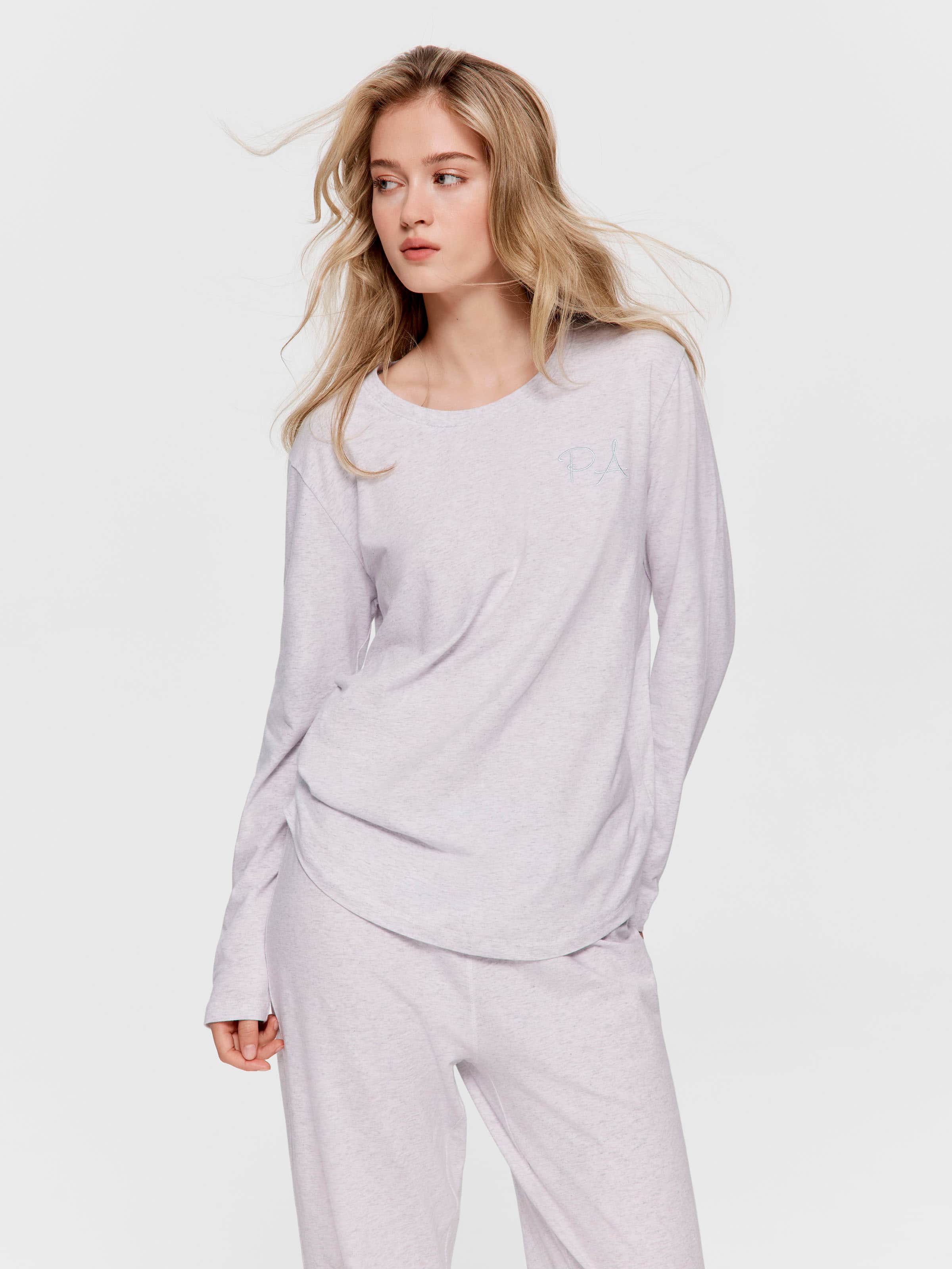 Grey Marle Long Sleeve Top