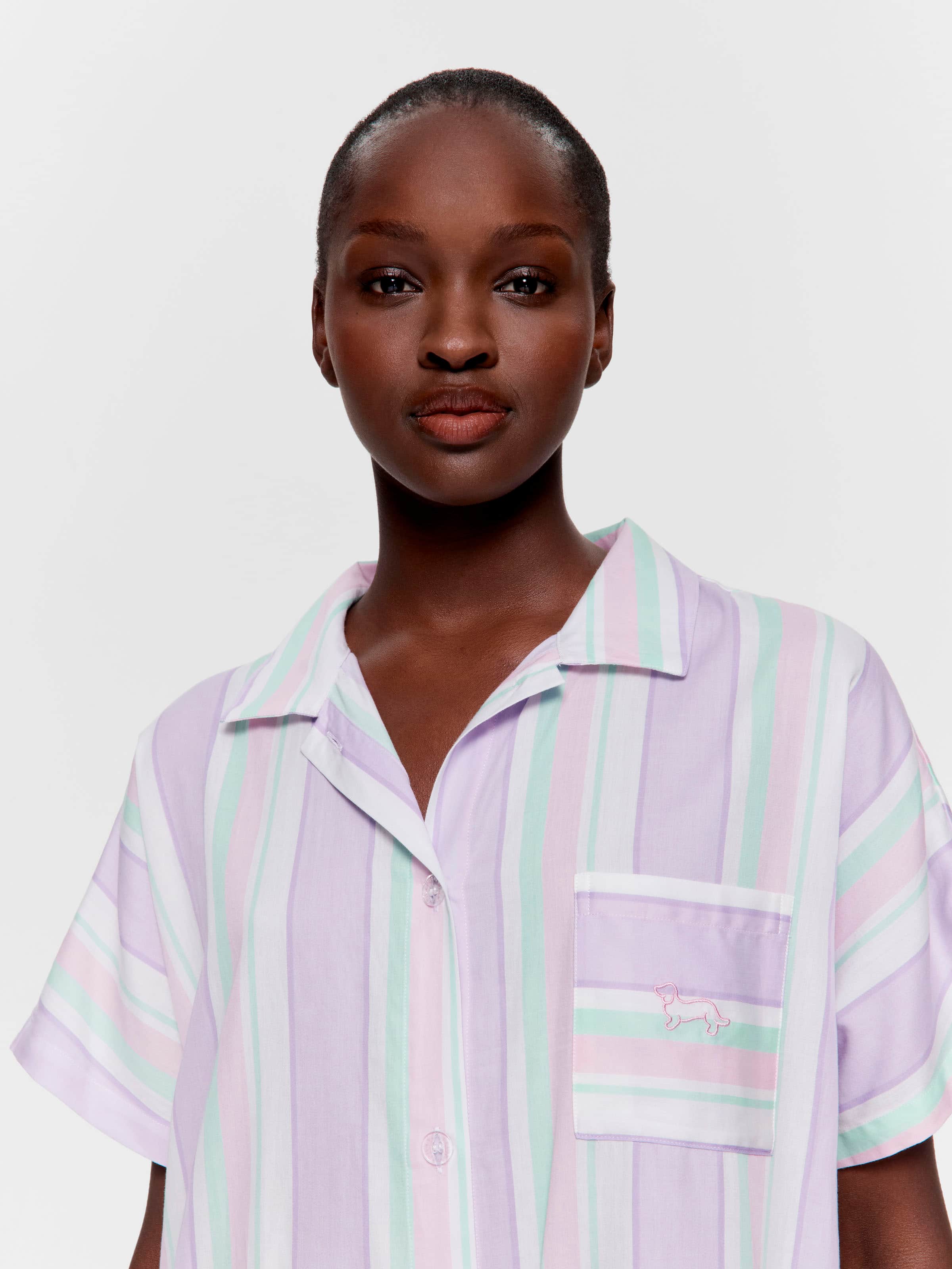 Lilac Stripe 100% Cotton Boyfriend Nightshirt