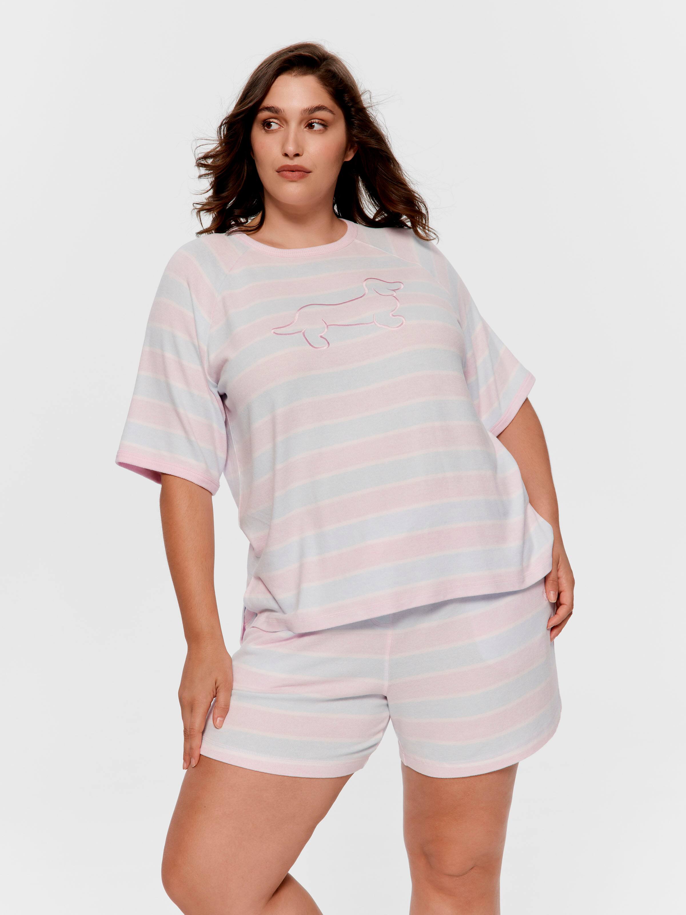 P.A. Plus Penny Stripe Fuzzy Oversized Tee