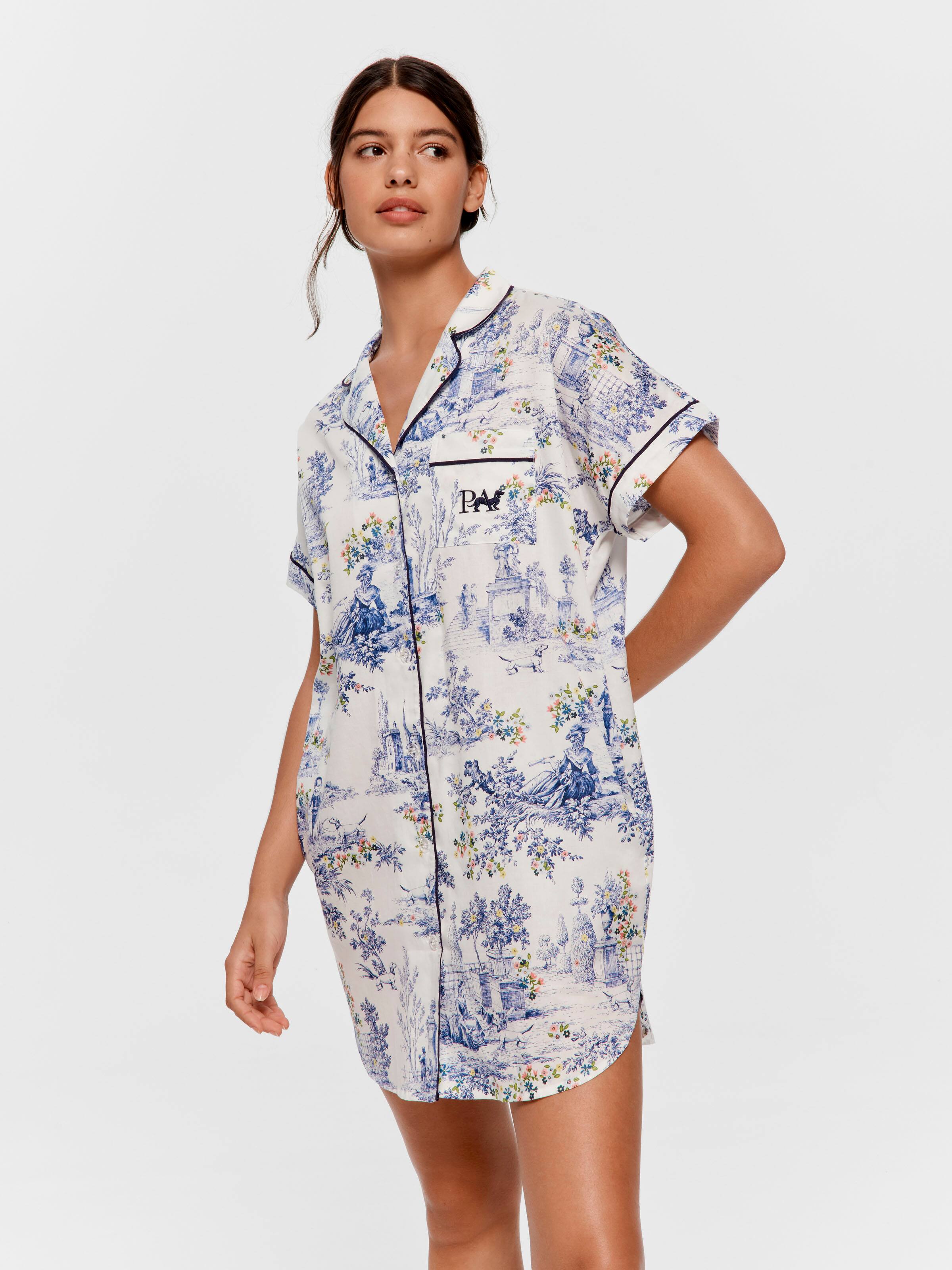 Blue Toile 100% Cotton Nightshirt