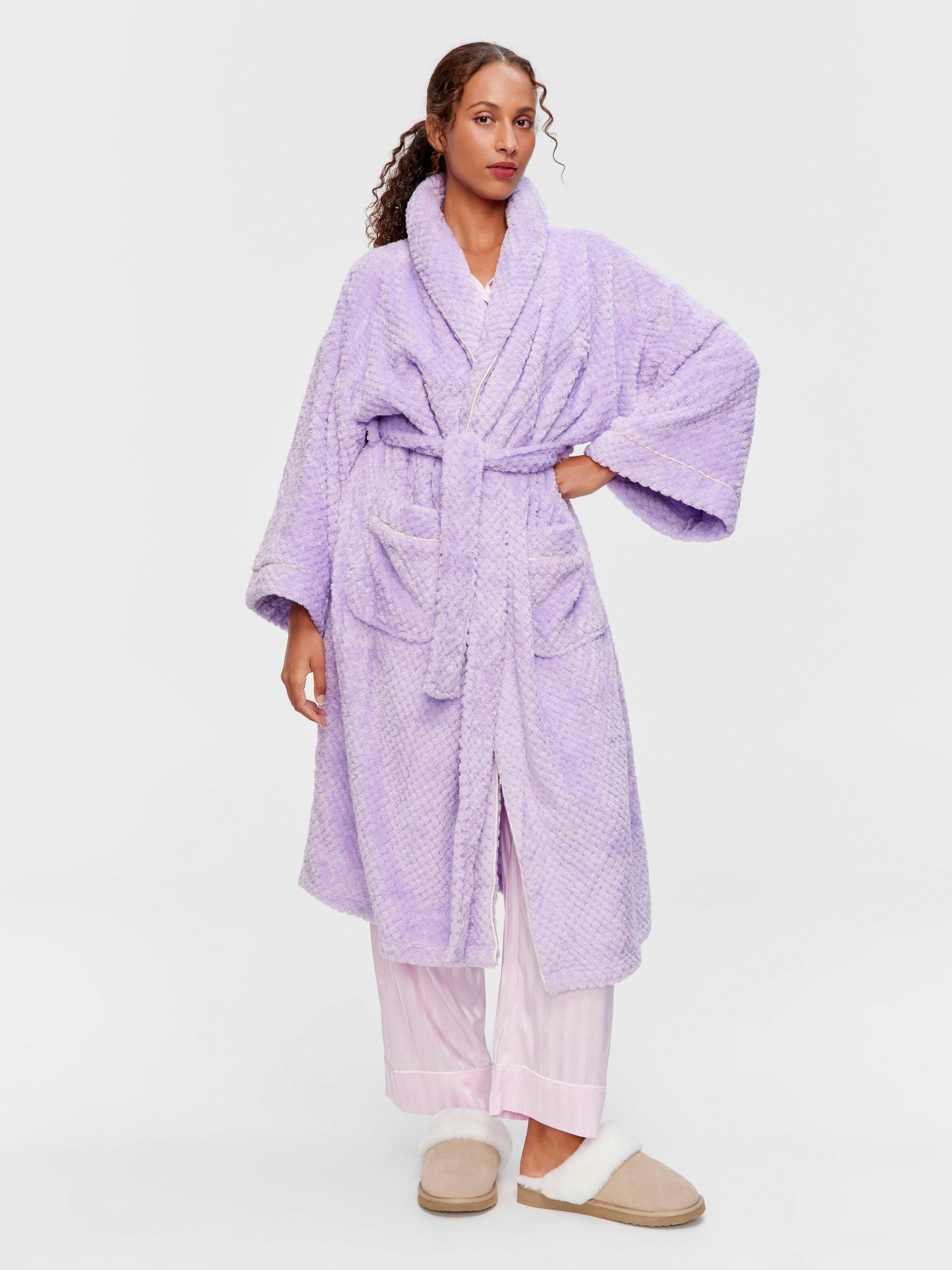 Lilac Jacquard Kimono Gown