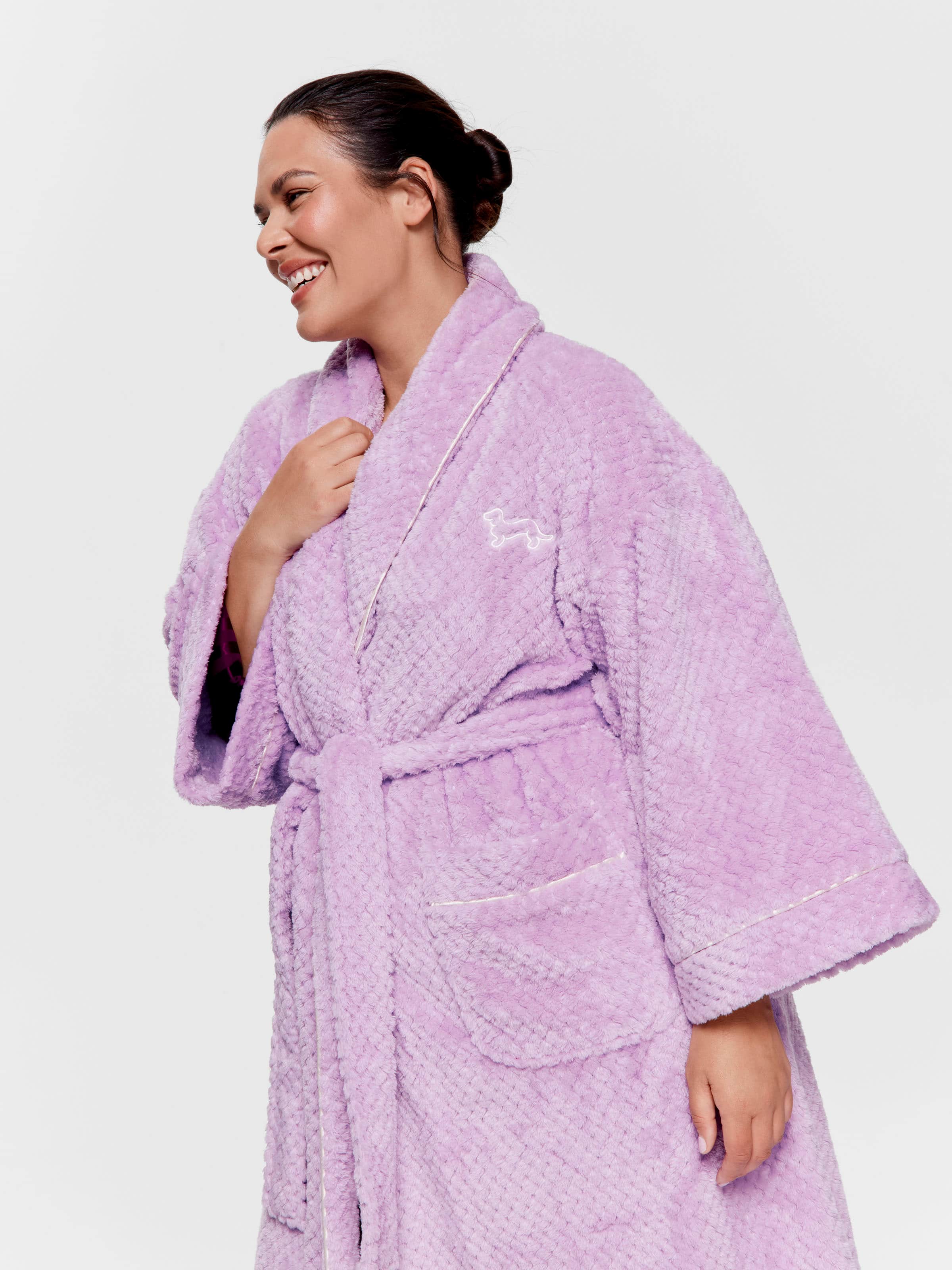 P.A. Plus Lilac Jacquard Kimono Gown