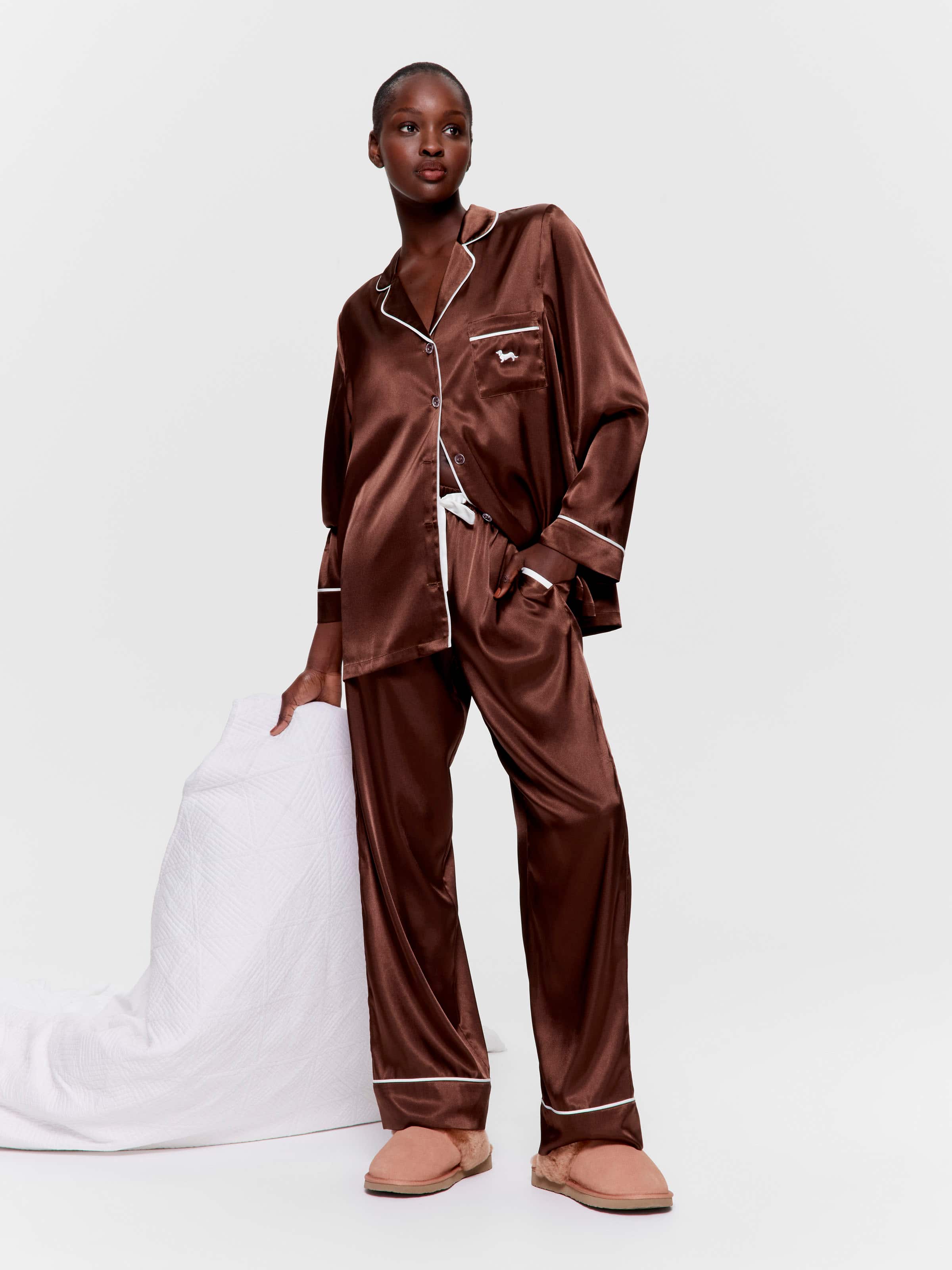 Chocolate Chic Satin Long Pj Set