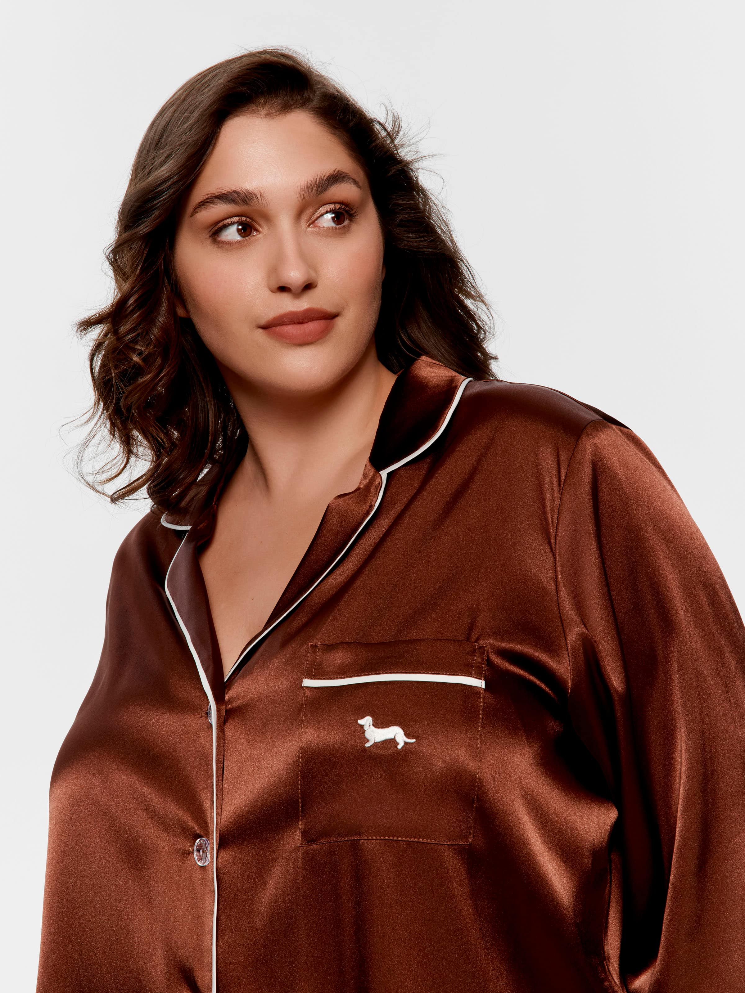 P.A. Plus Chocolate Chic Satin Long Pj Set