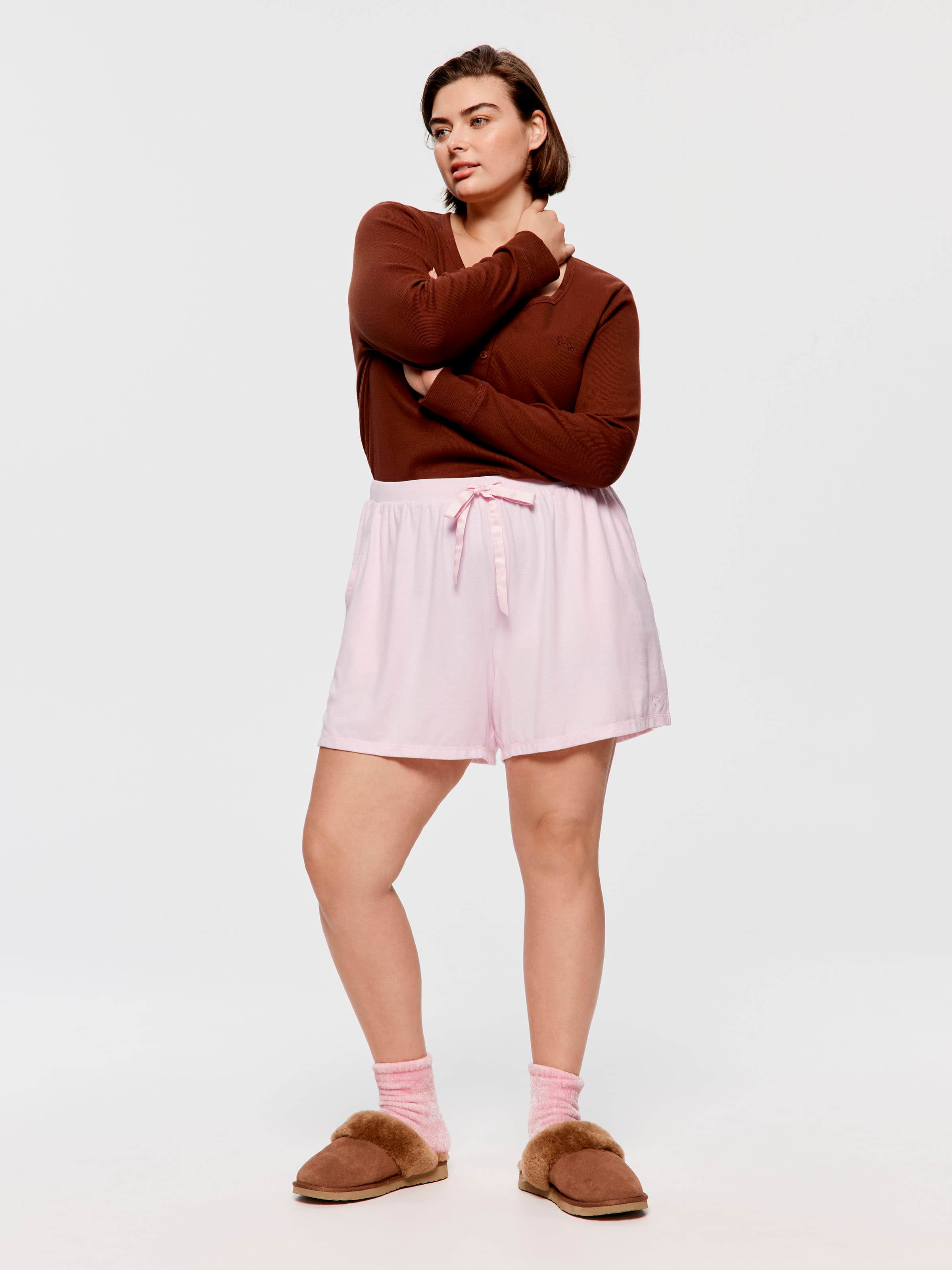 P.A. Plus Pink Plush Mid Short