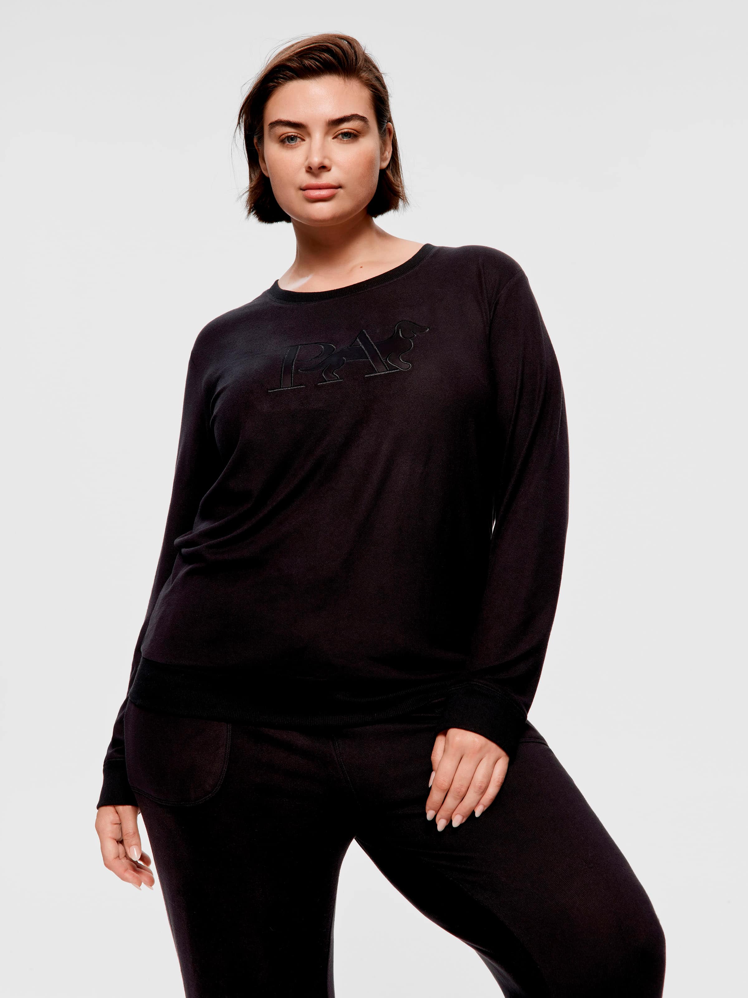 P.A. Plus Black Logo Plush Sweater