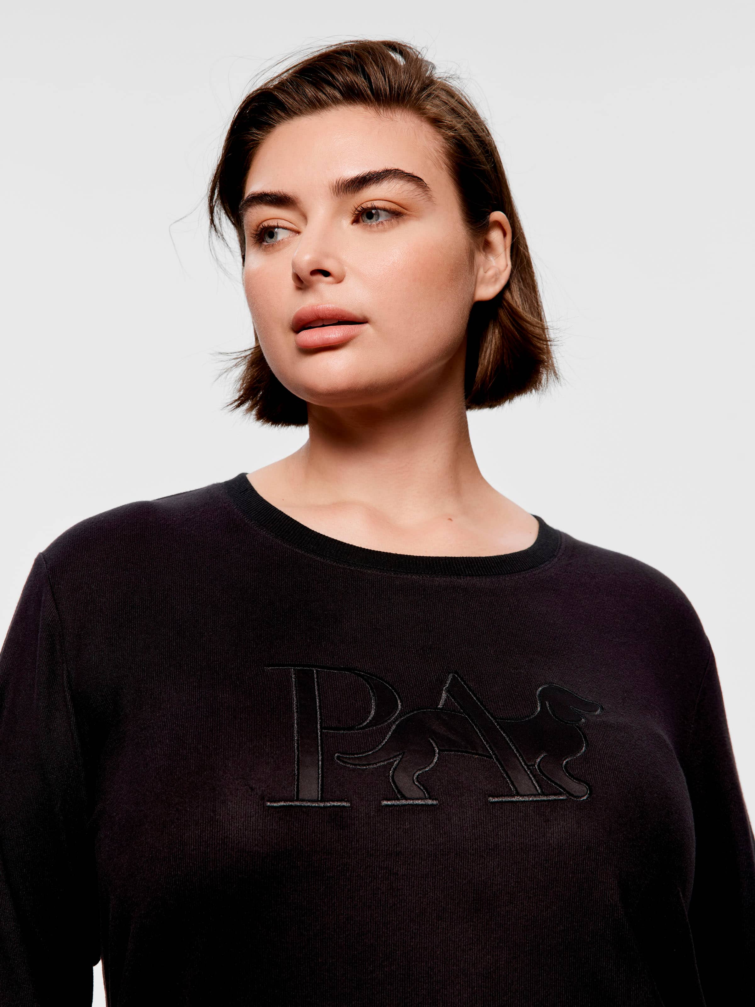 P.A. Plus Black Logo Plush Sweater