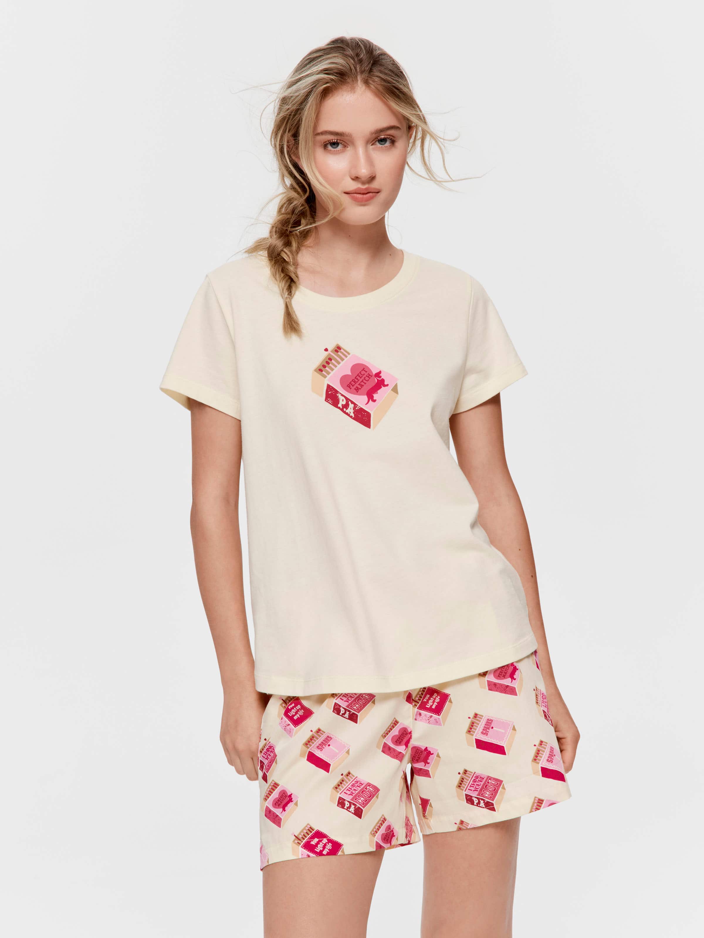 Perfect Match 100% Cotton Shortie Pj Set