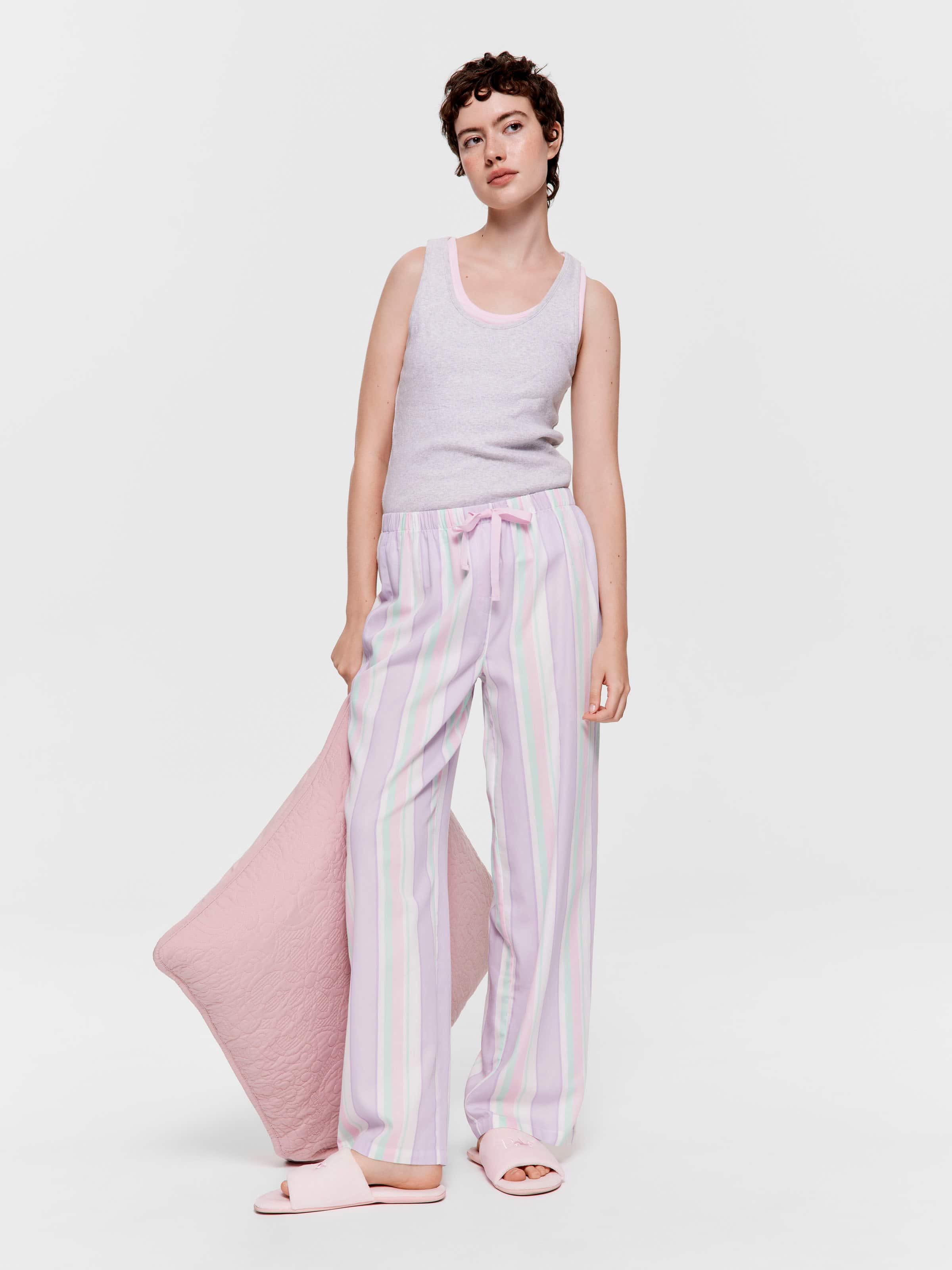 Lilac Stripe 100% Cotton Classic Pj Pant