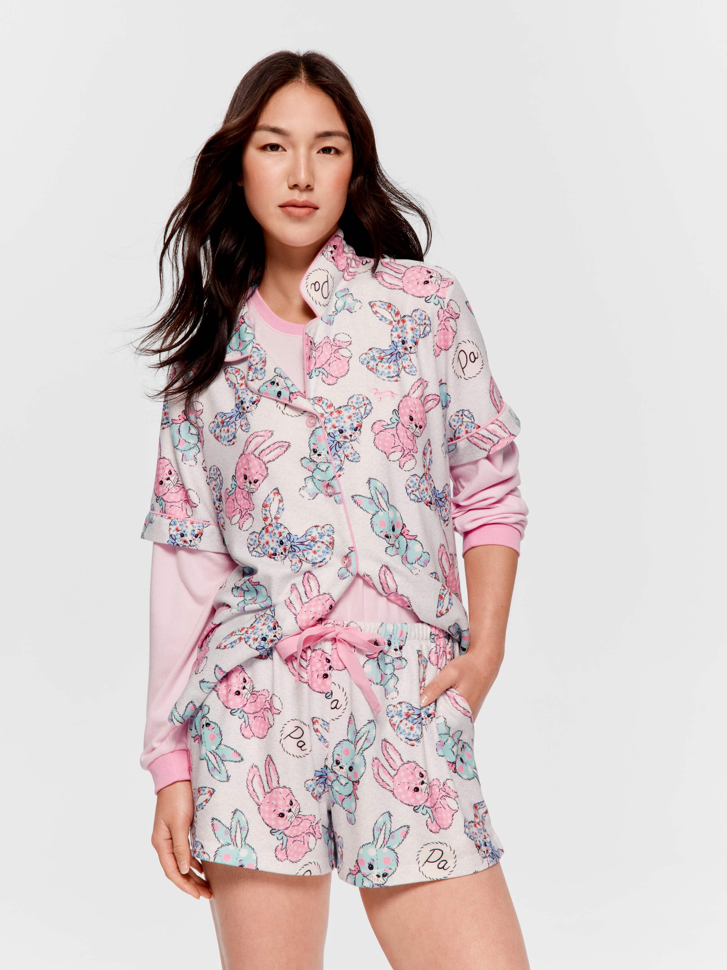 Soft Bunny Plush Shortie Pj Set