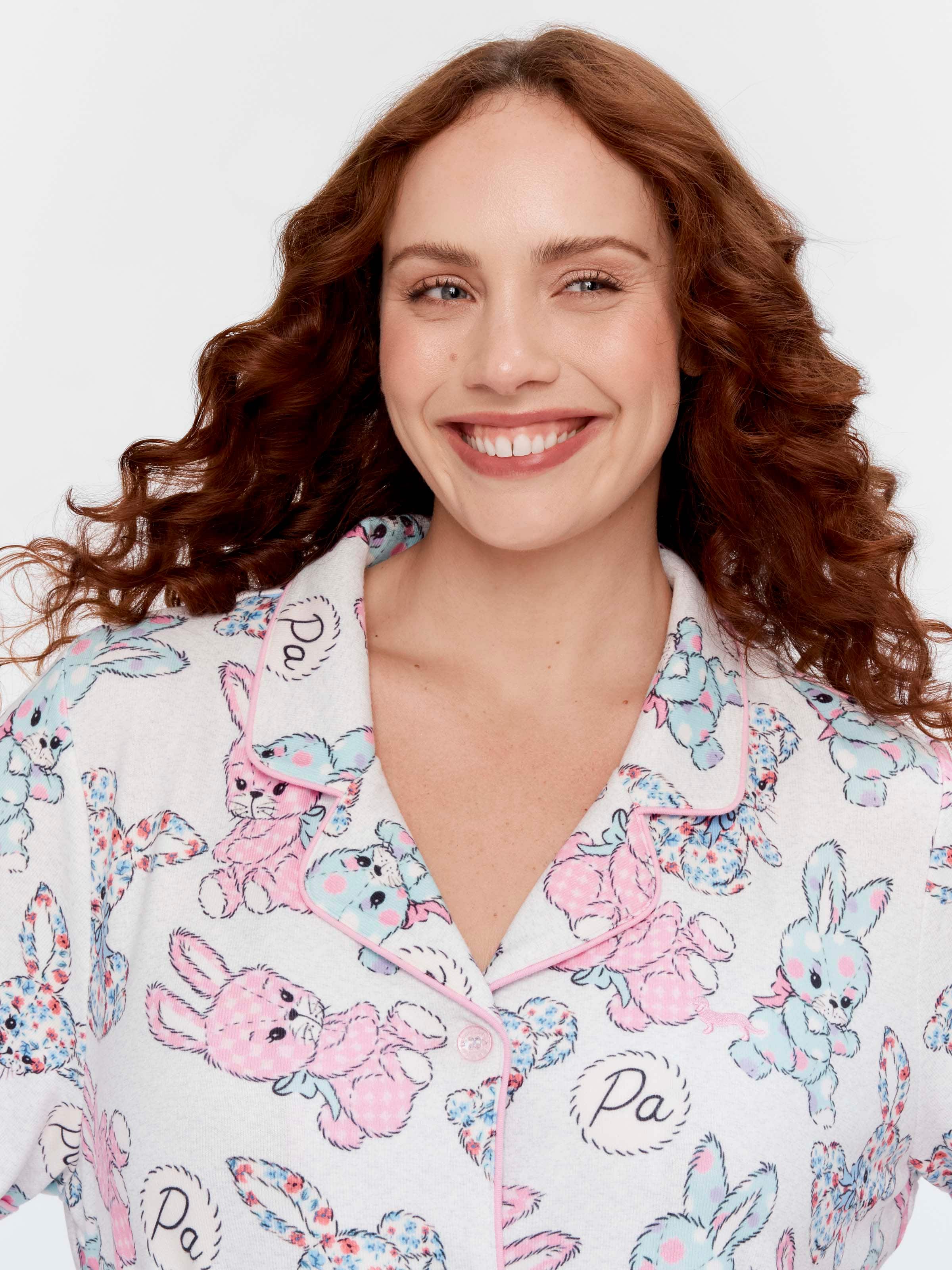 P.A. Plus Soft Bunnies Plush Shortie Pj Set