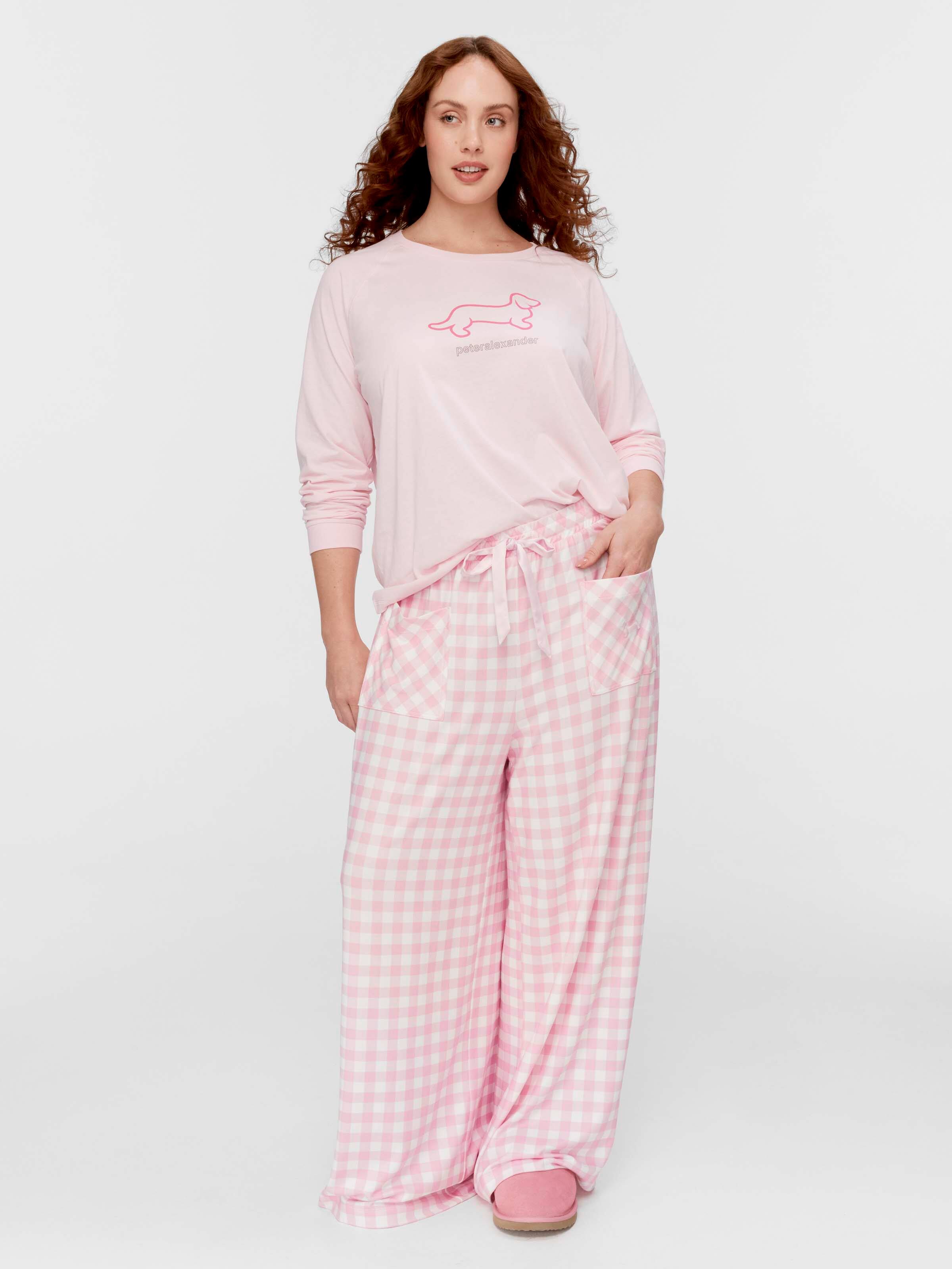 P.A. Plus Pink Gingham Plush Wide Leg Pj Pant