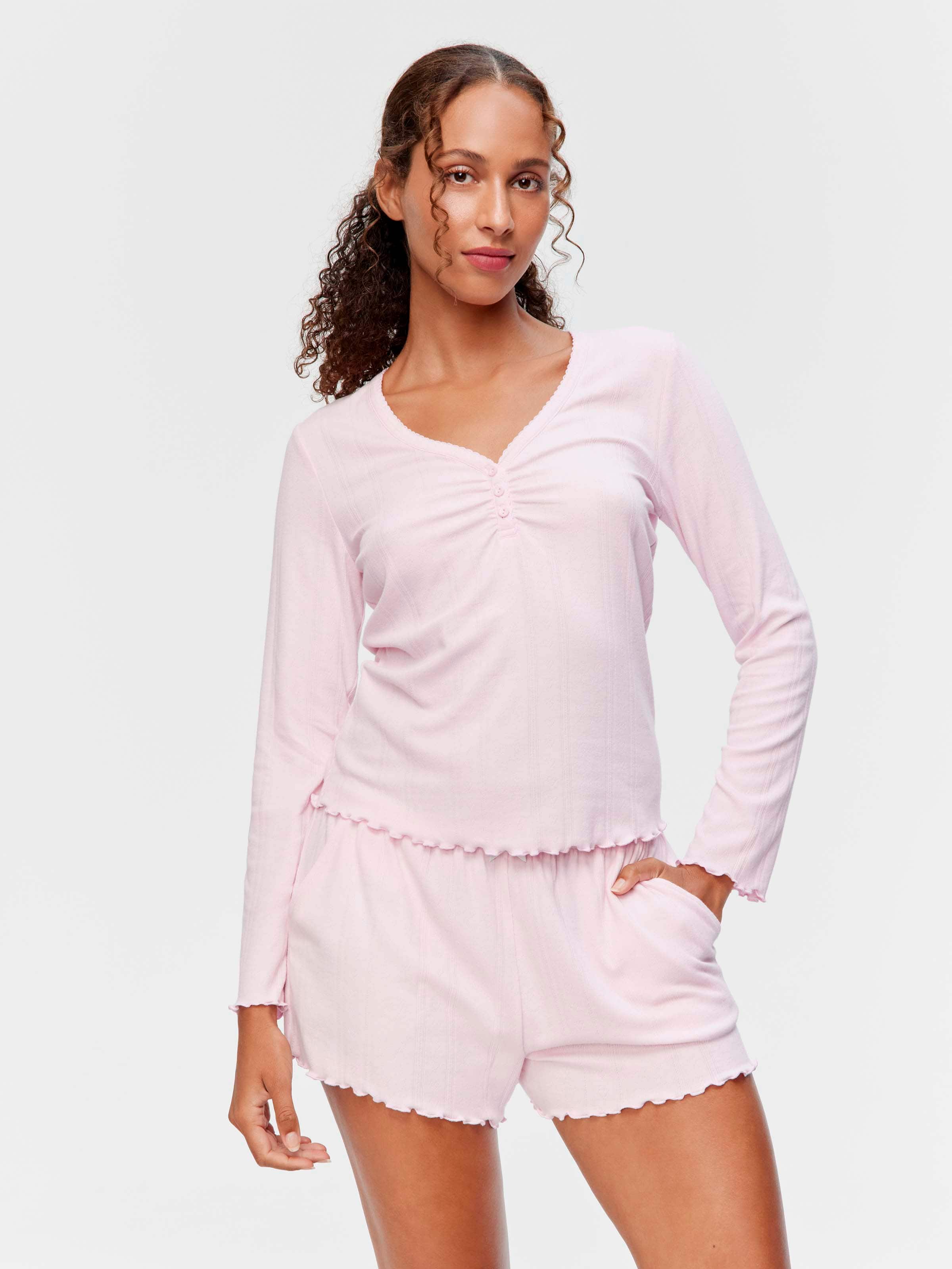 Pink Pointelle Mini Short