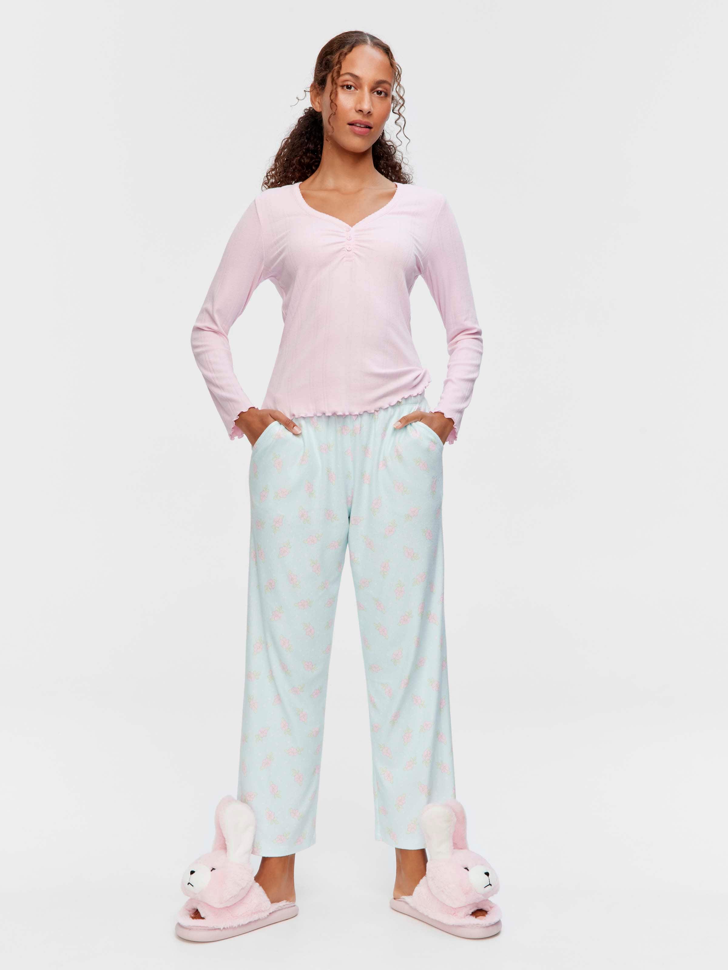 Ditsy Floral Pointelle Tapered Pj Pant