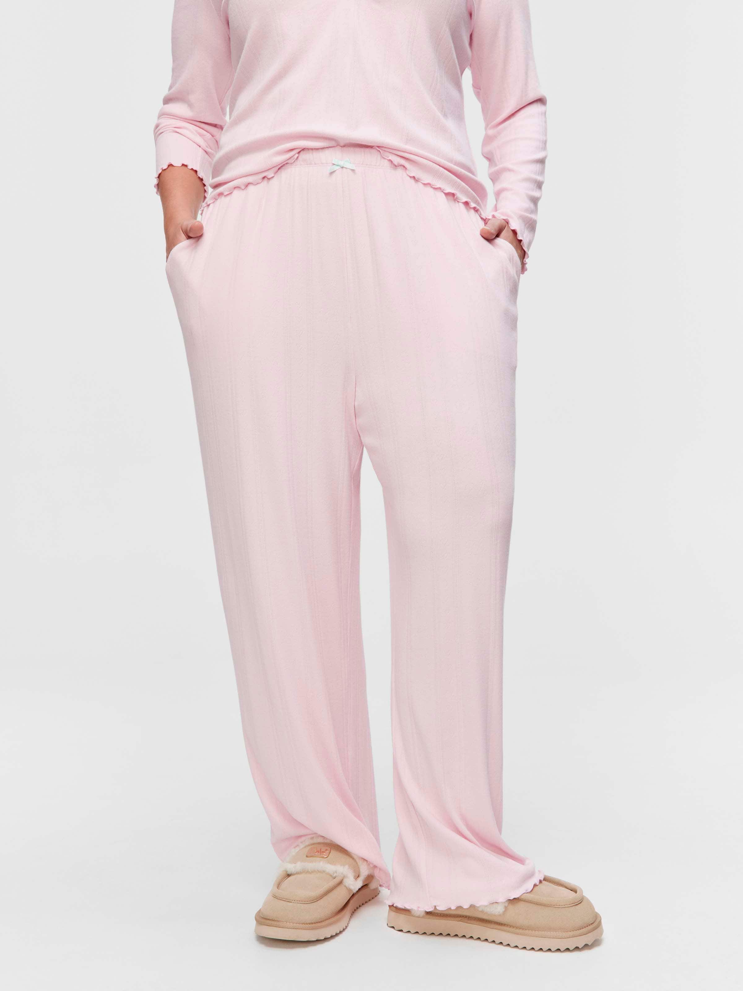 P.A. Plus Pink Pointelle Straight Leg Pj Pant