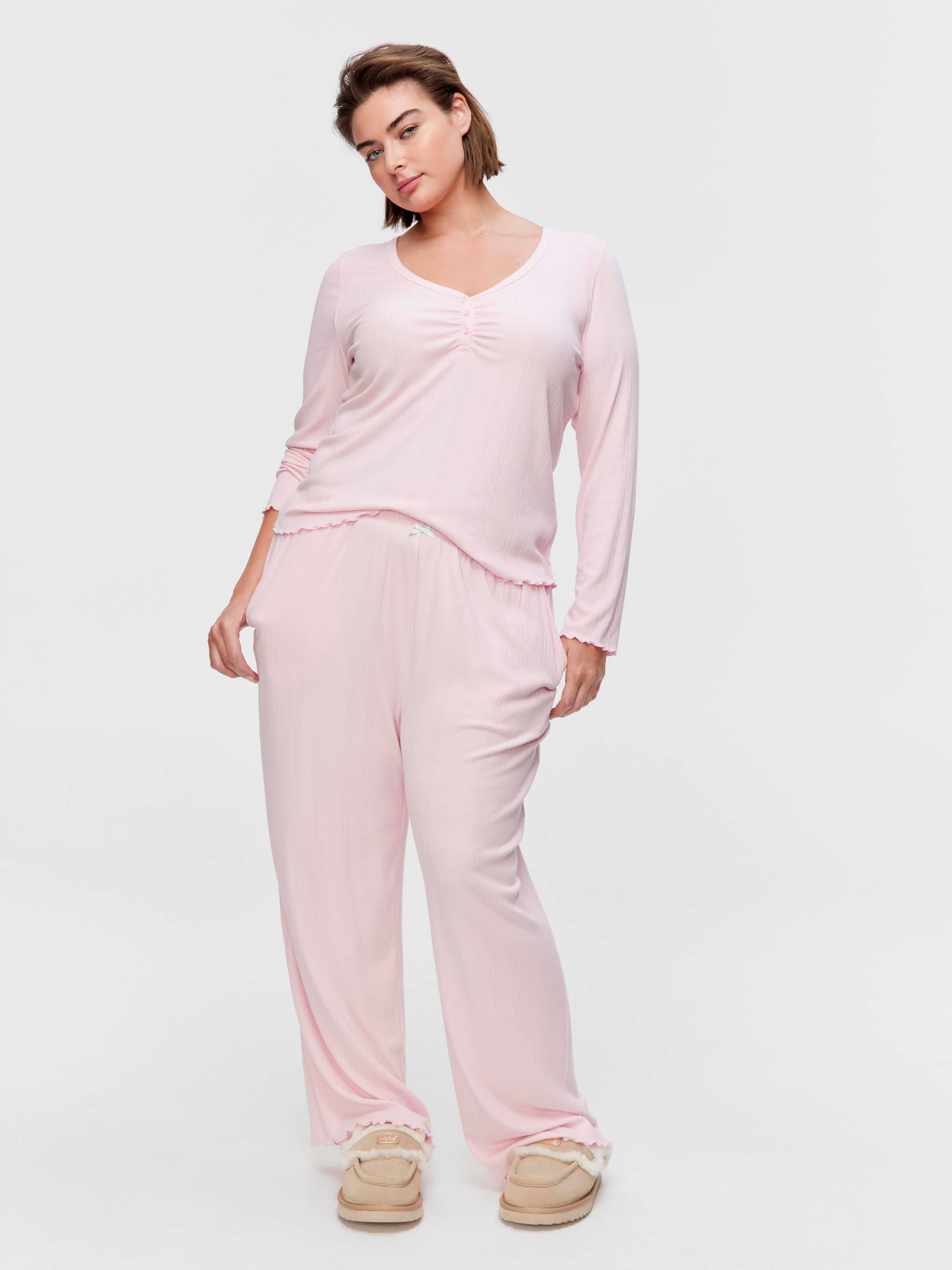 P.A. Plus Pink Pointelle Straight Leg Pj Pant