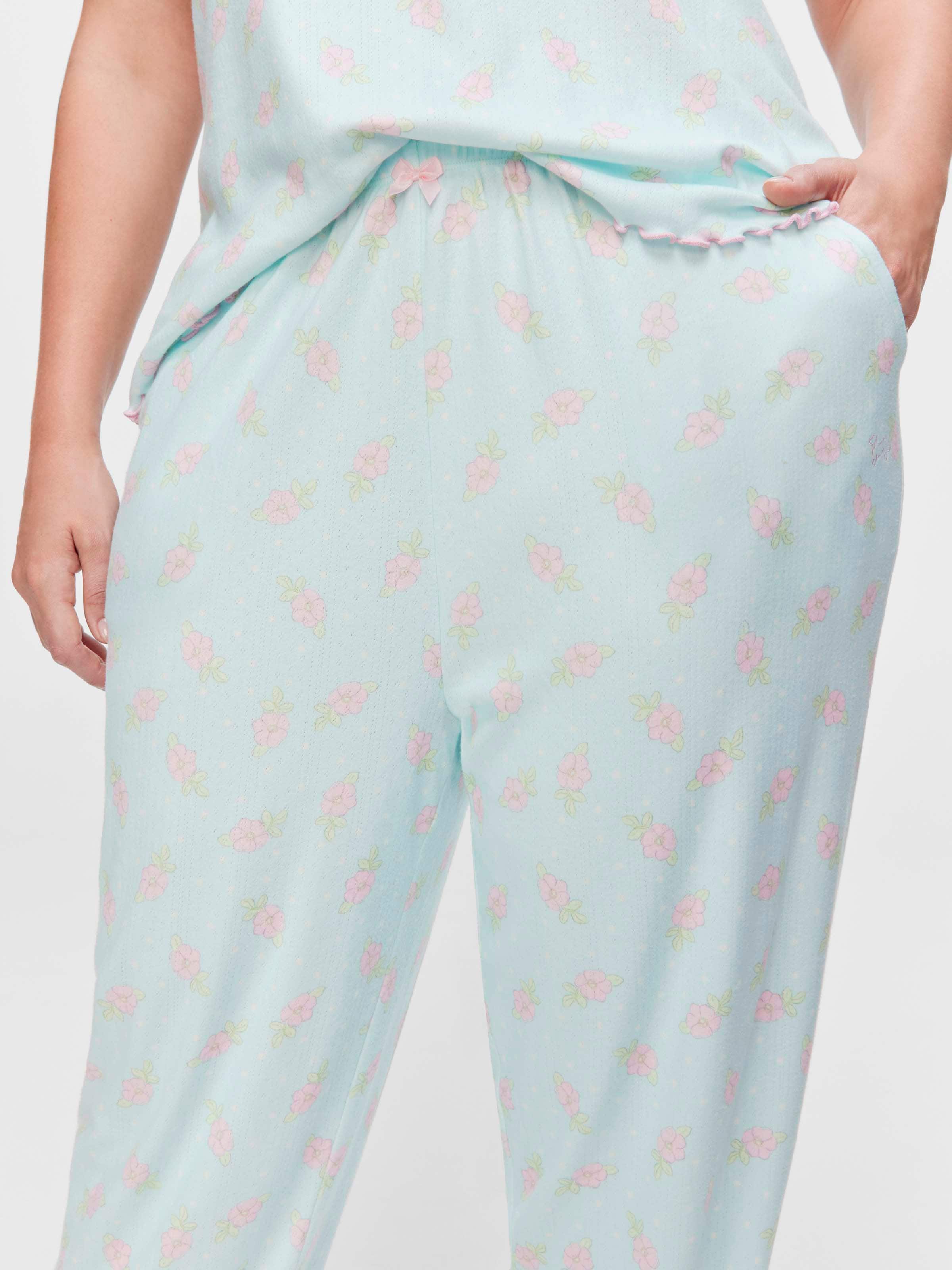 P.A. Plus Ditsy Floral Pointelle Tapered Pj Pant