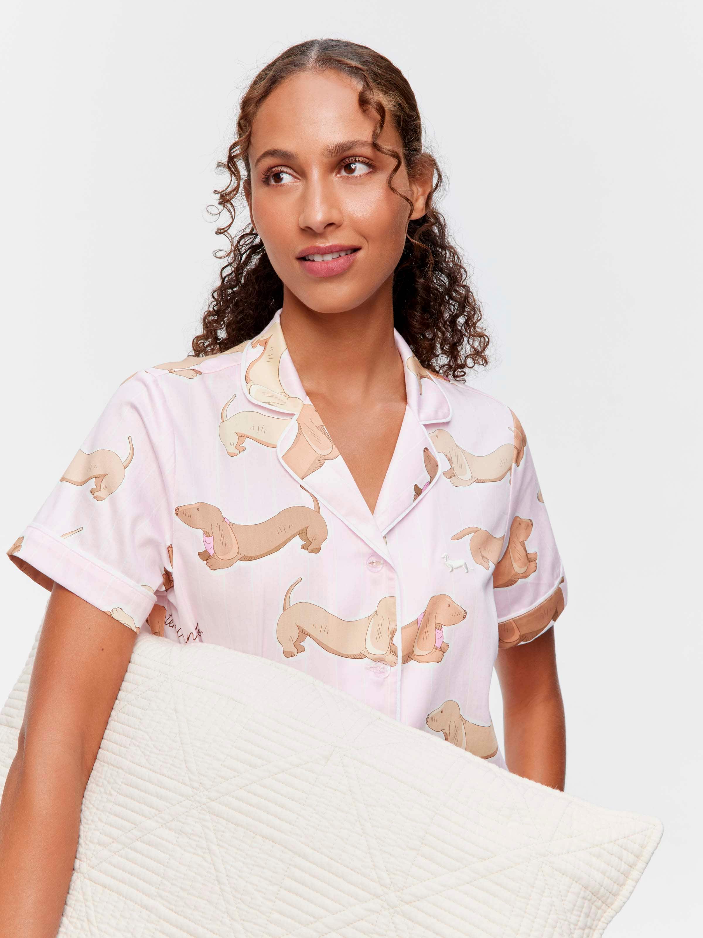 Pink Dachshund 100% Cotton Shortie Pj Set