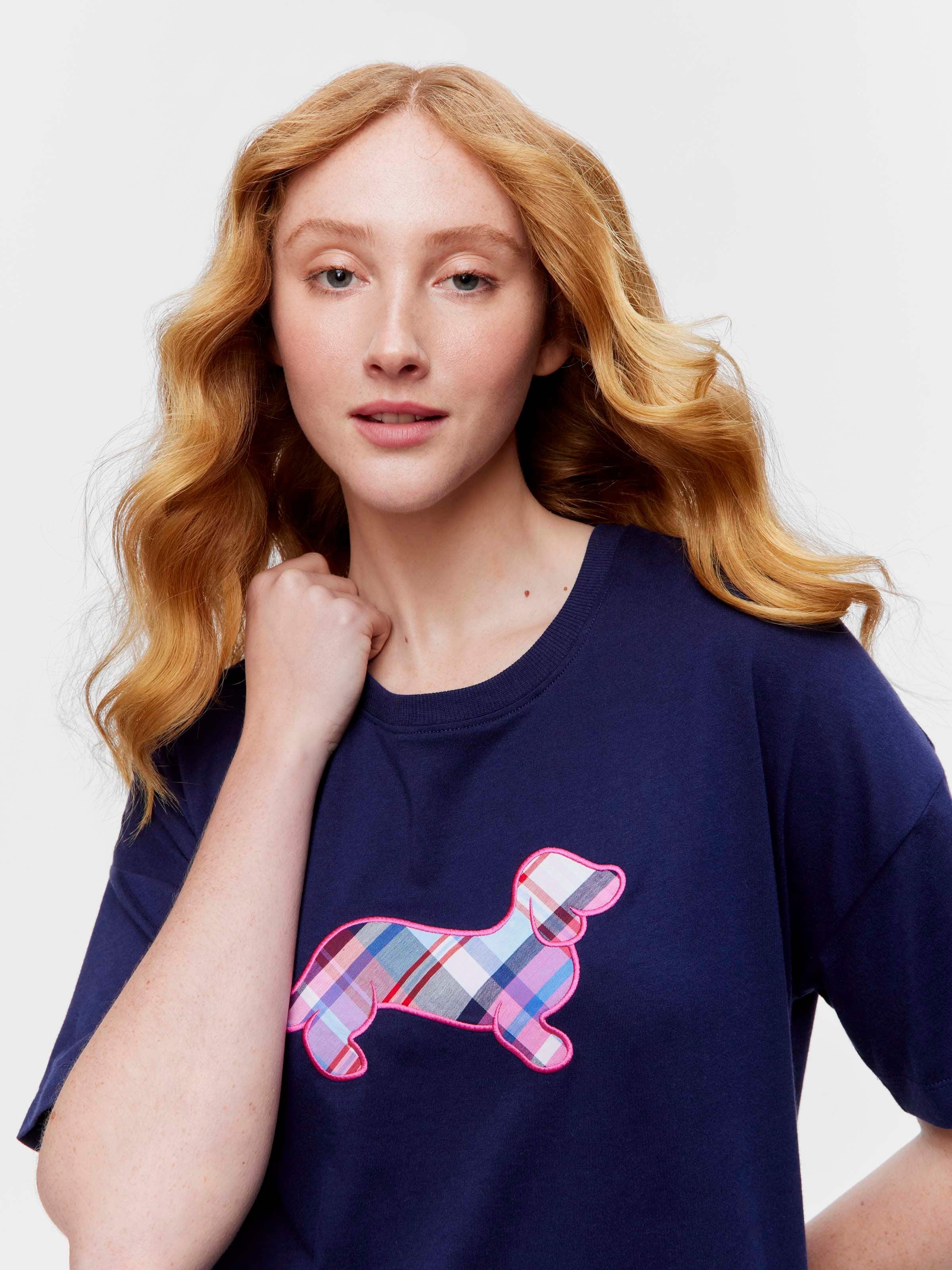 Navy Check Penny Tee