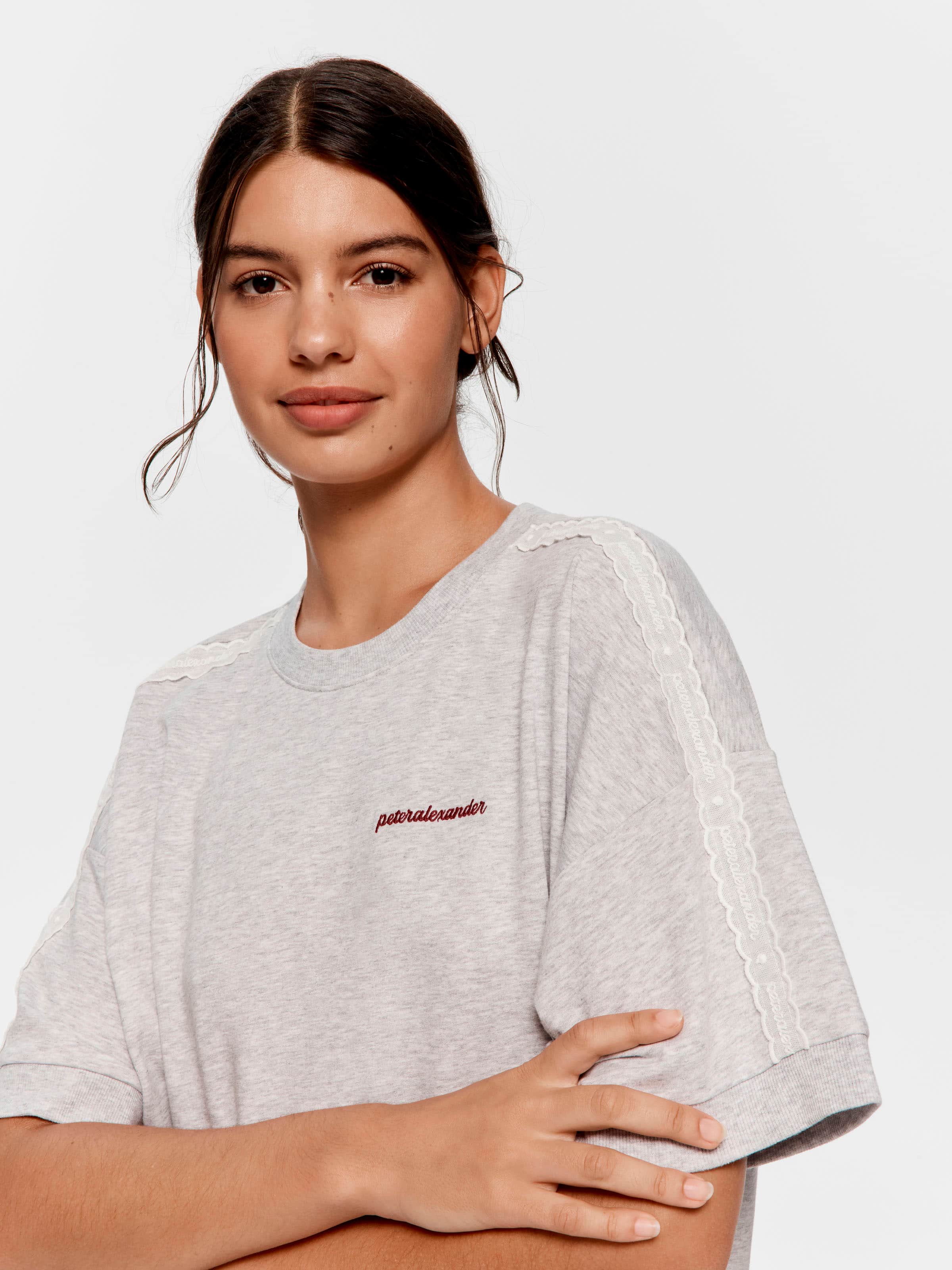 Lace Trim Oversized Fleece Tee