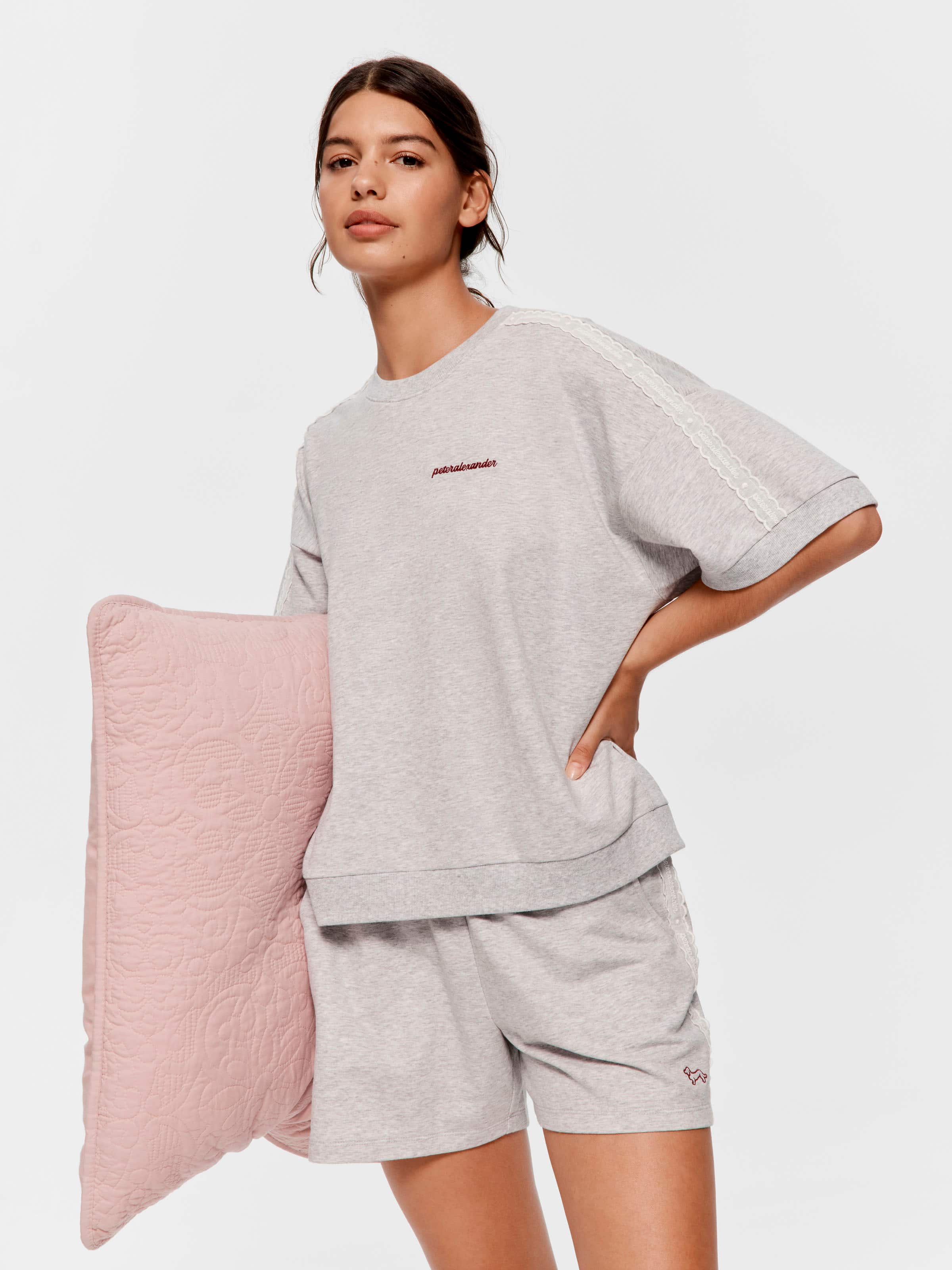 Lace Trim Oversized Fleece Tee