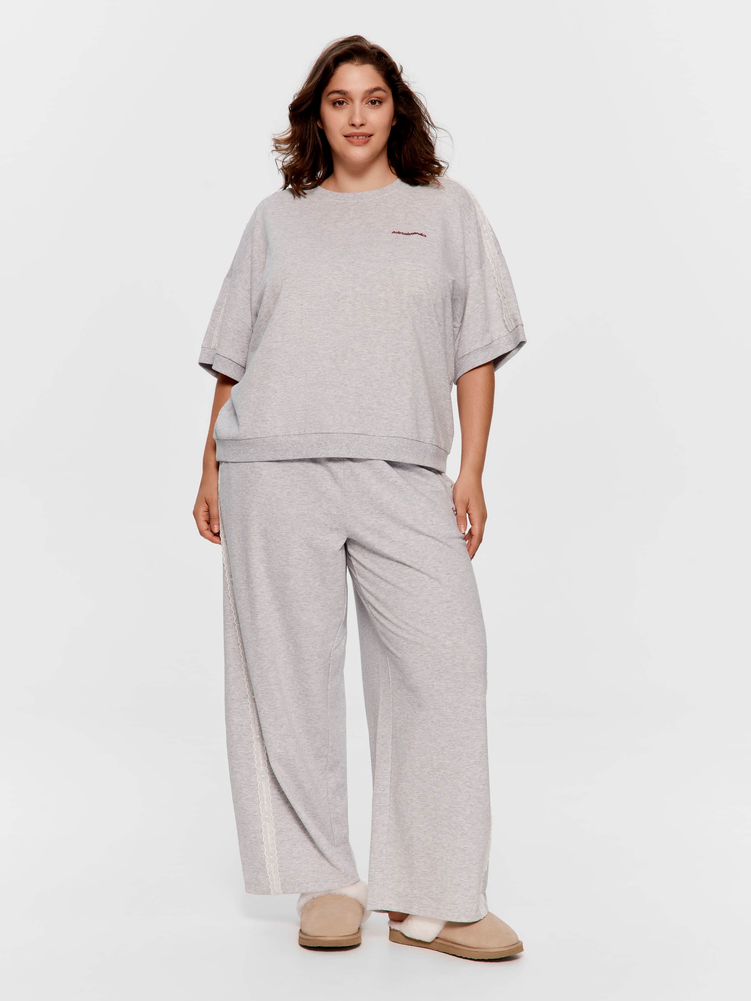 P.A. Plus Lace Trim Oversized Fleece Tee