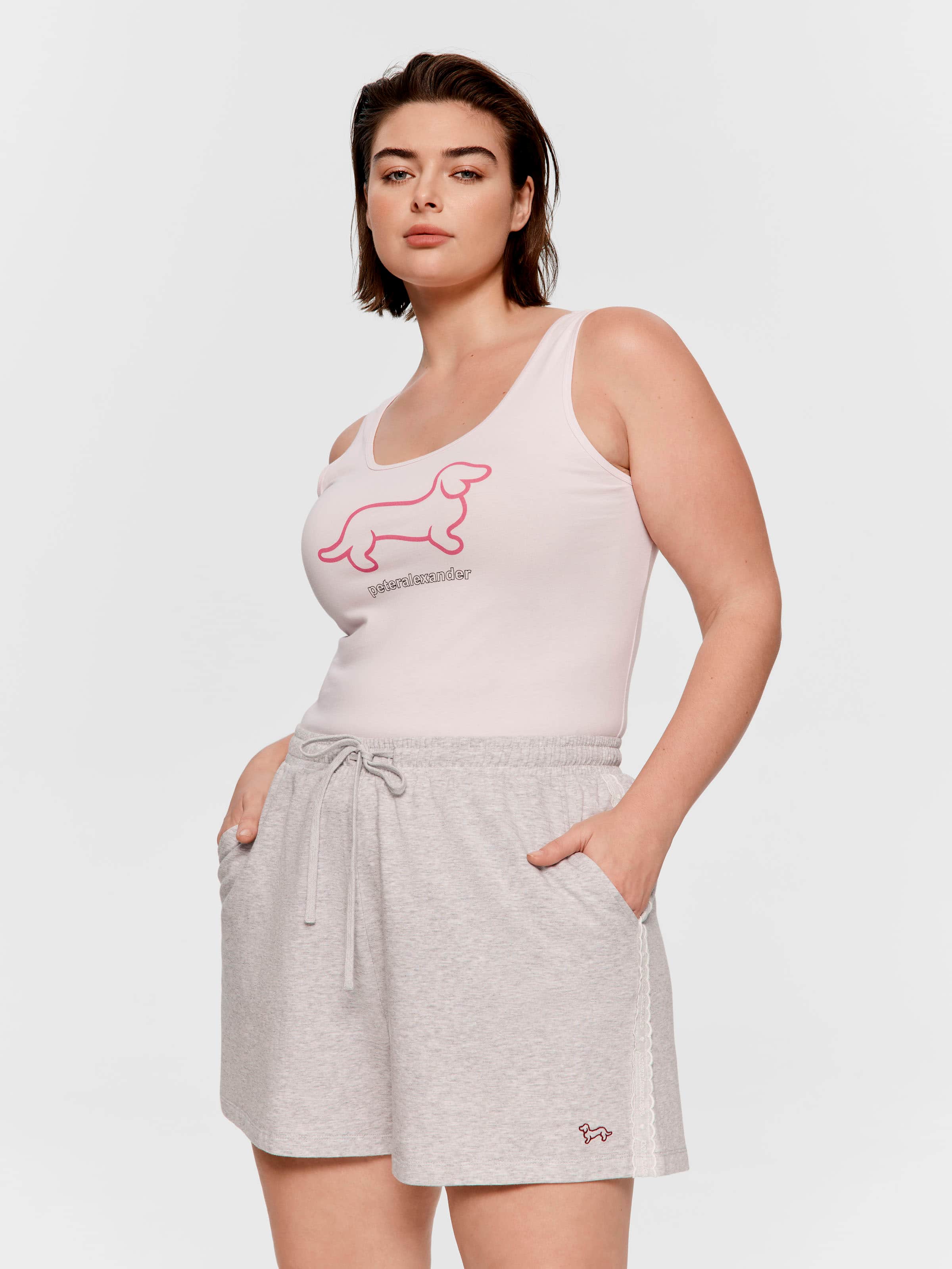 P.A. Plus Lace Trim Fleece Long Short