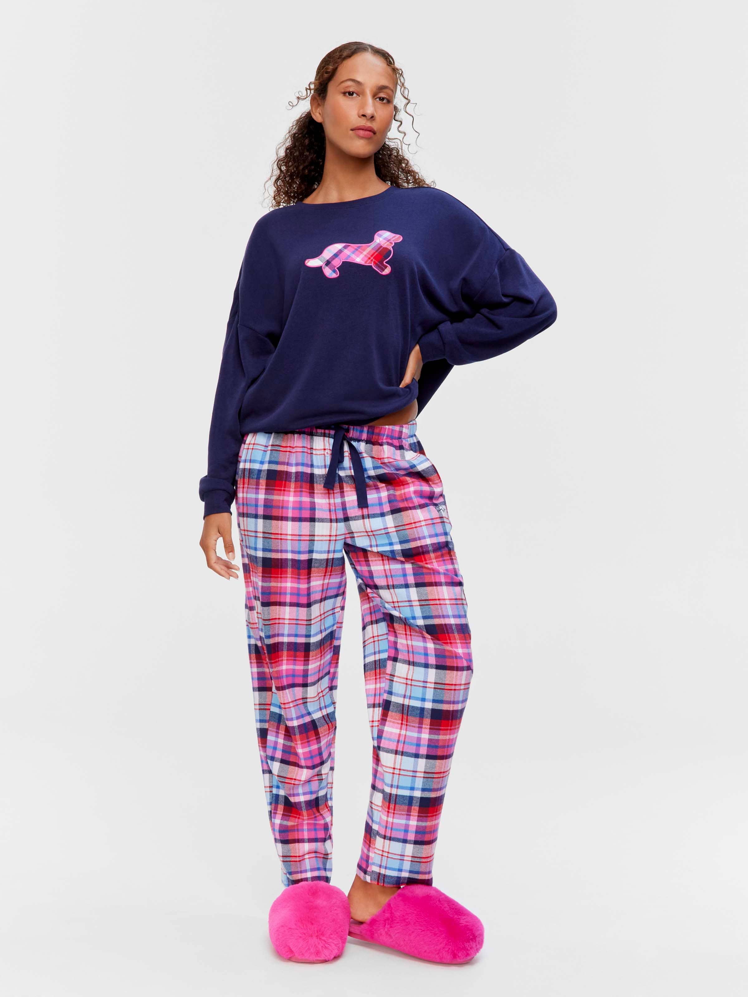 Bright Check 100% Cotton Flannelette Drape Pj Pant