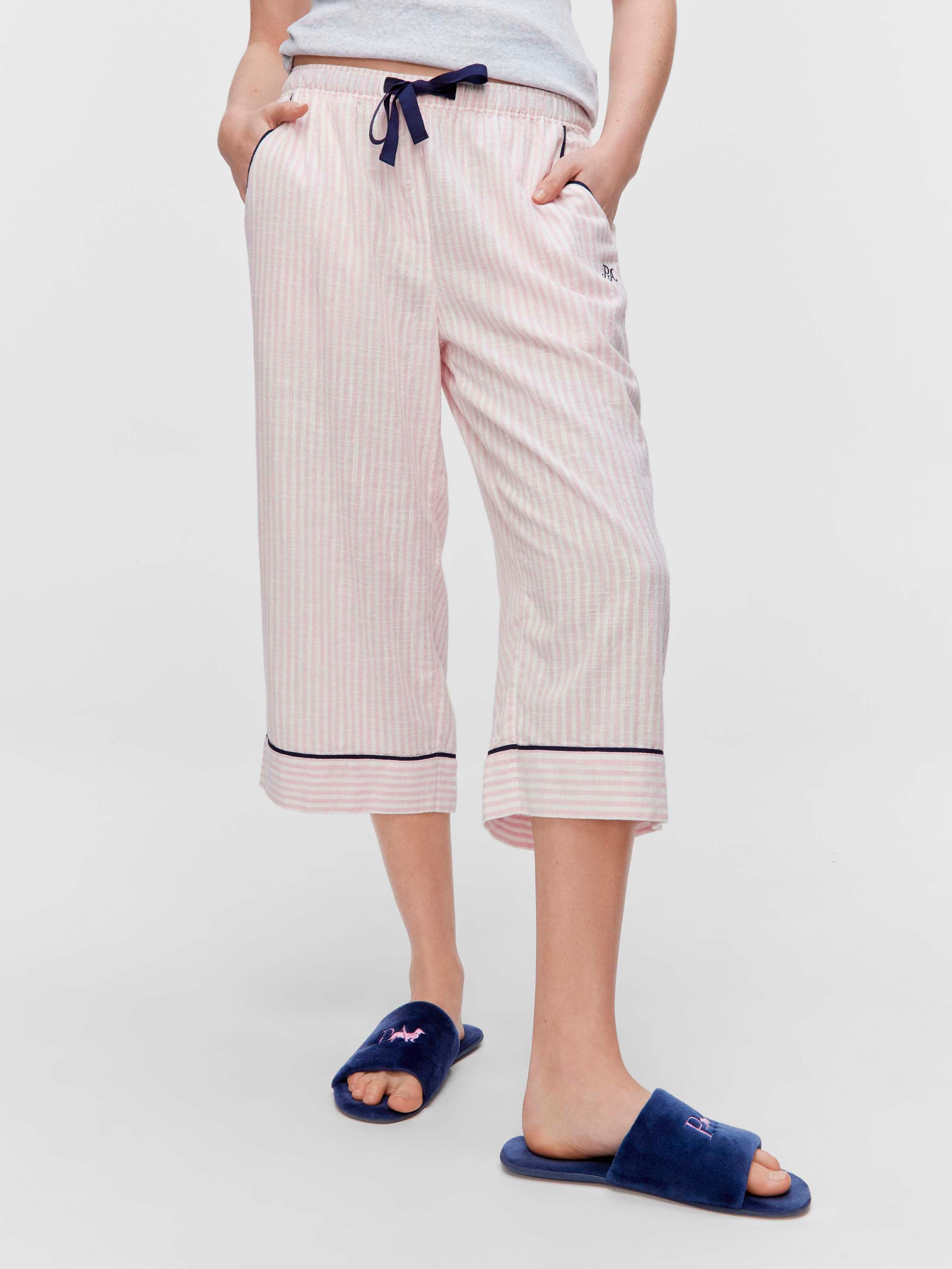 Pink Stripe 100% Cotton 3/4 Pj Pant