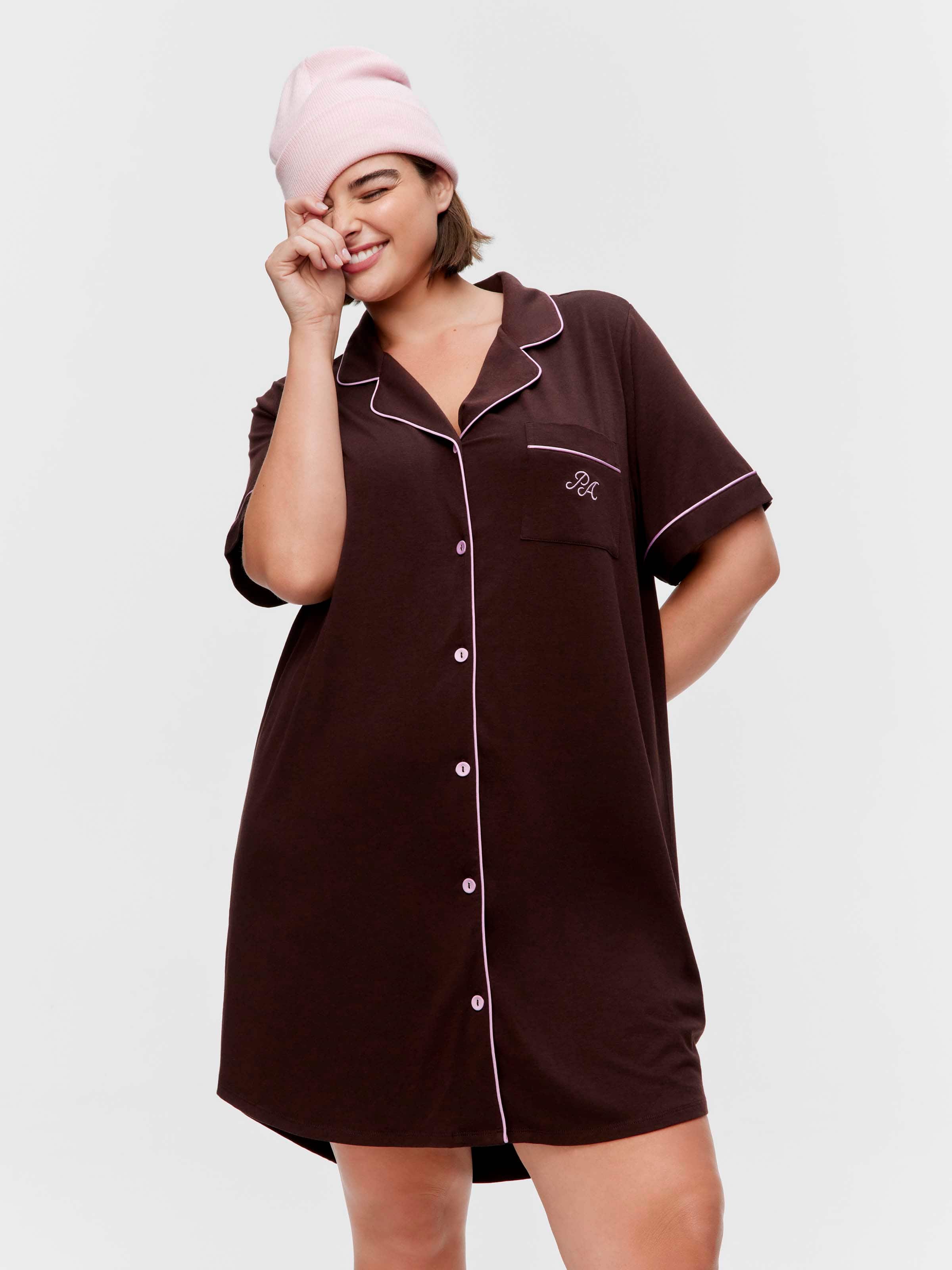 P.A. Plus Chocolate Bamboo Jersey Short Sleeve Nightshirt