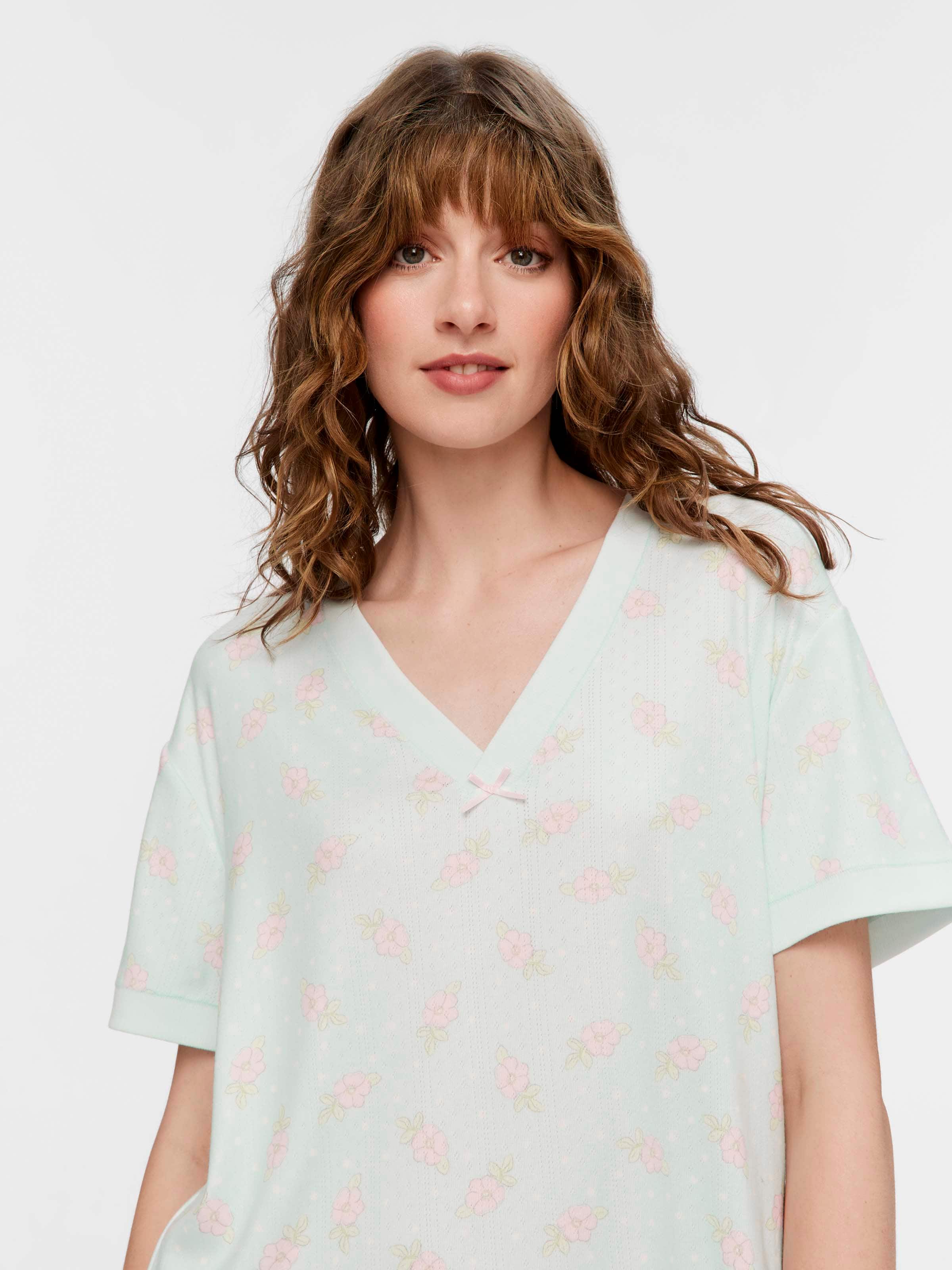 Ditsy Floral Pointelle V Neck Nightie